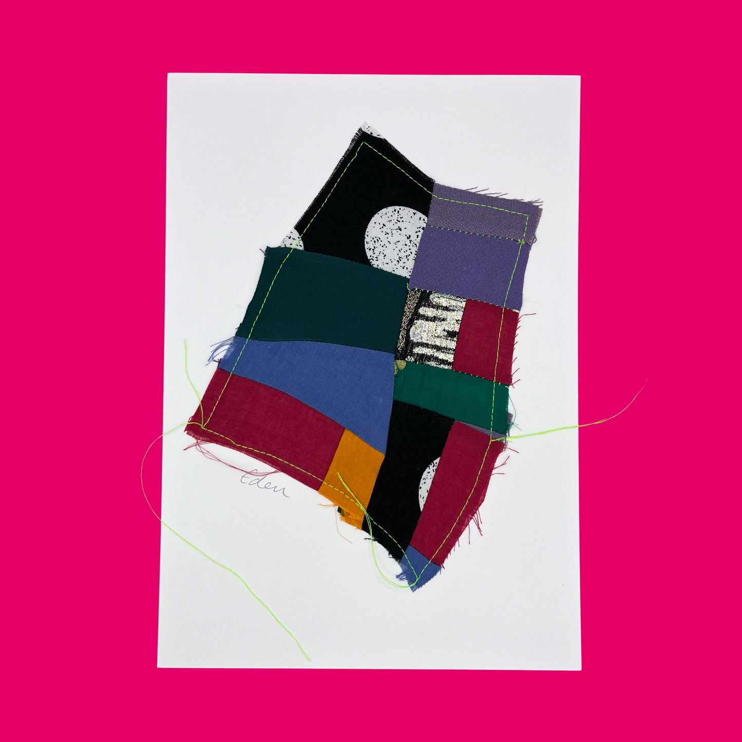 A4 Colourful Patchwork Fabric Sketch 4