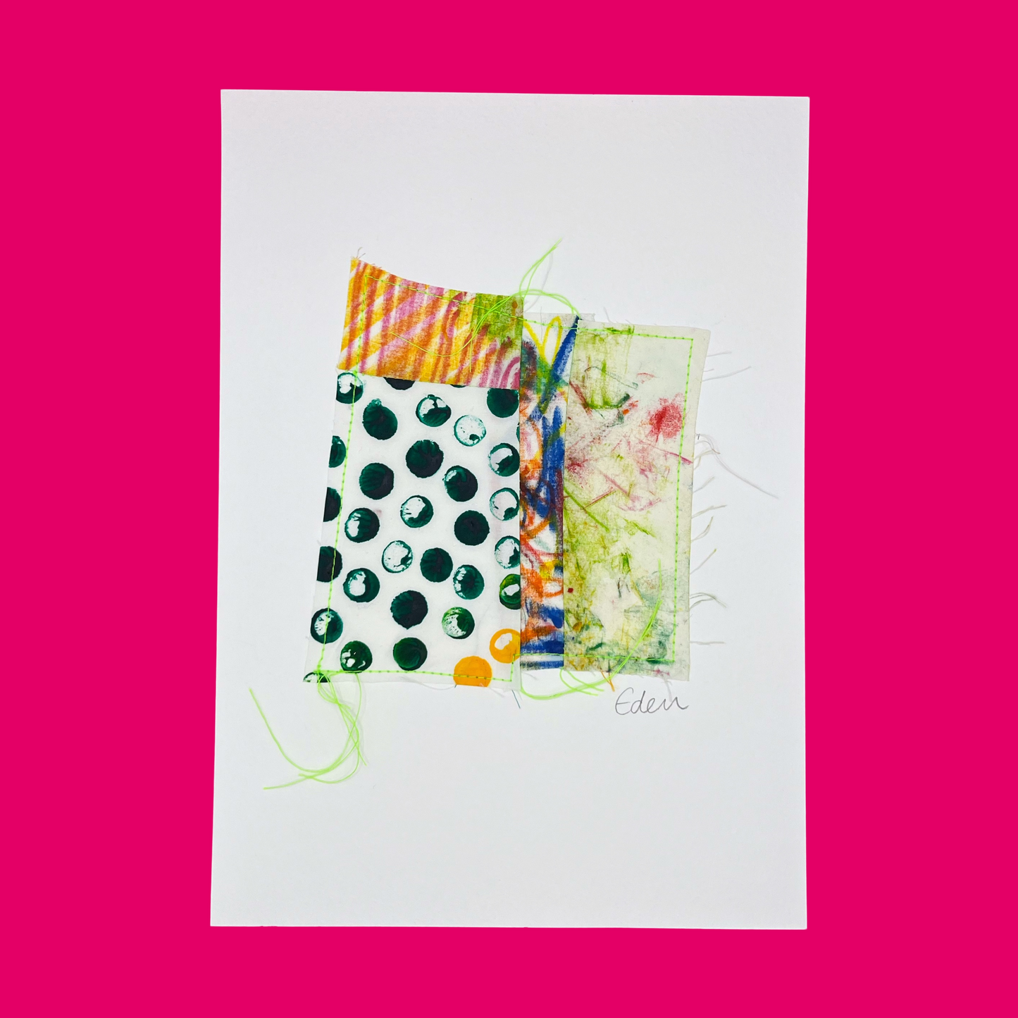 A4 Colourful Patchwork Fabric Sketch 2