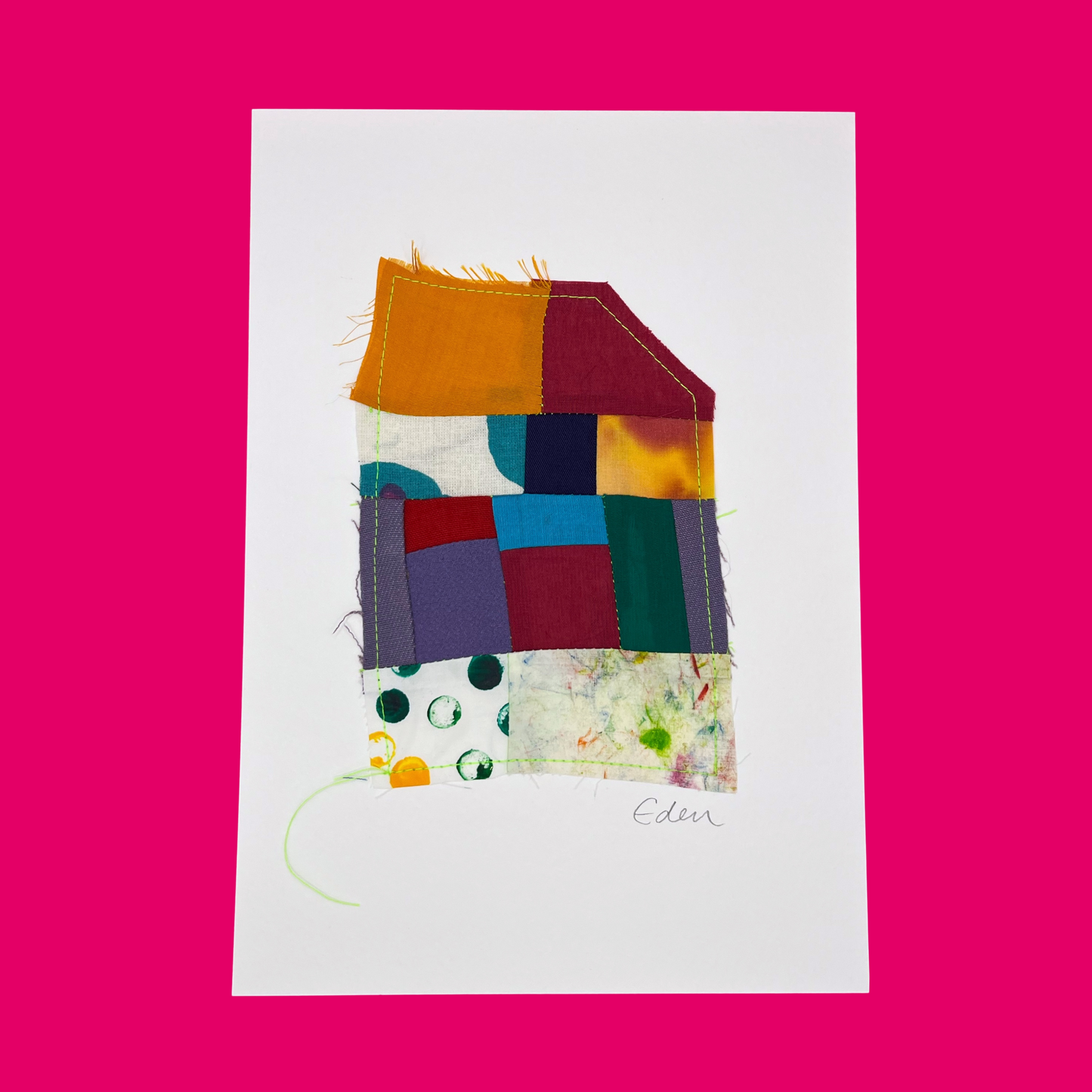 A4 Colourful Patchwork Fabric Sketch 3