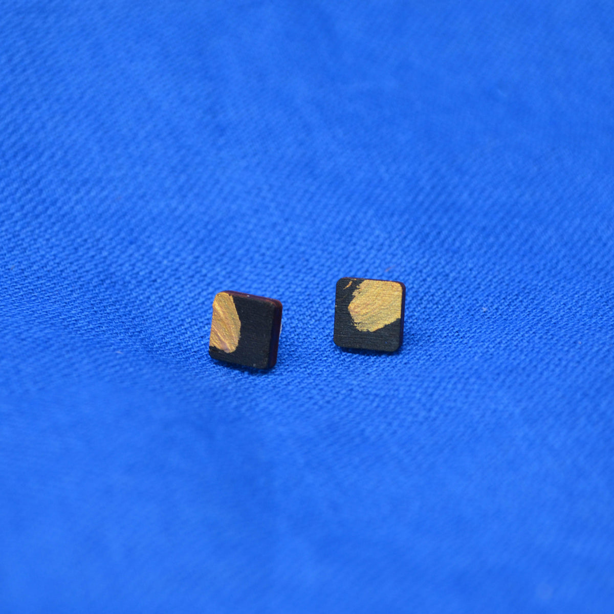 Hand Painted Wooden Stud Square Earrings 9