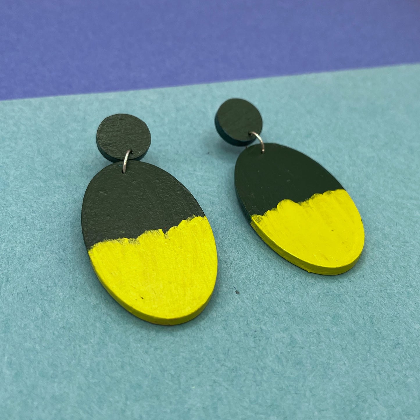 Hand Painted Wooden Statement Earrings 3