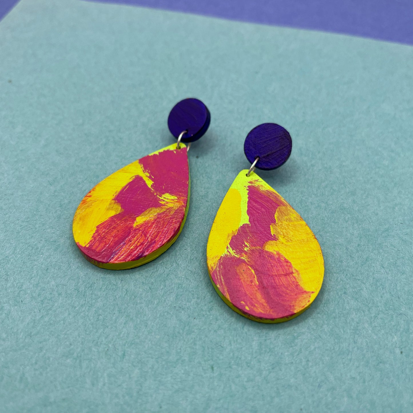 Hand Painted Wooden Statement Earrings 1