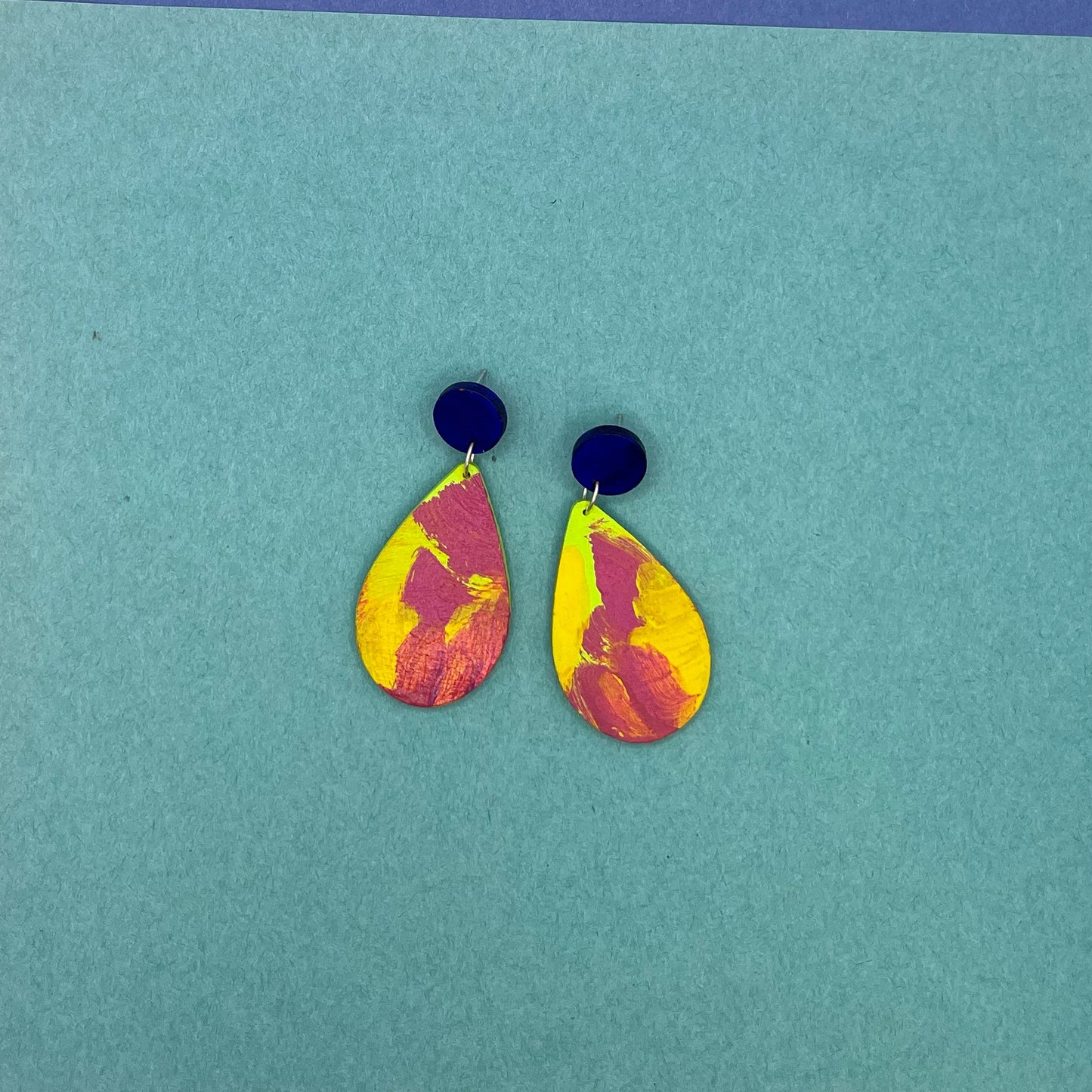 Hand Painted Wooden Statement Earrings 1