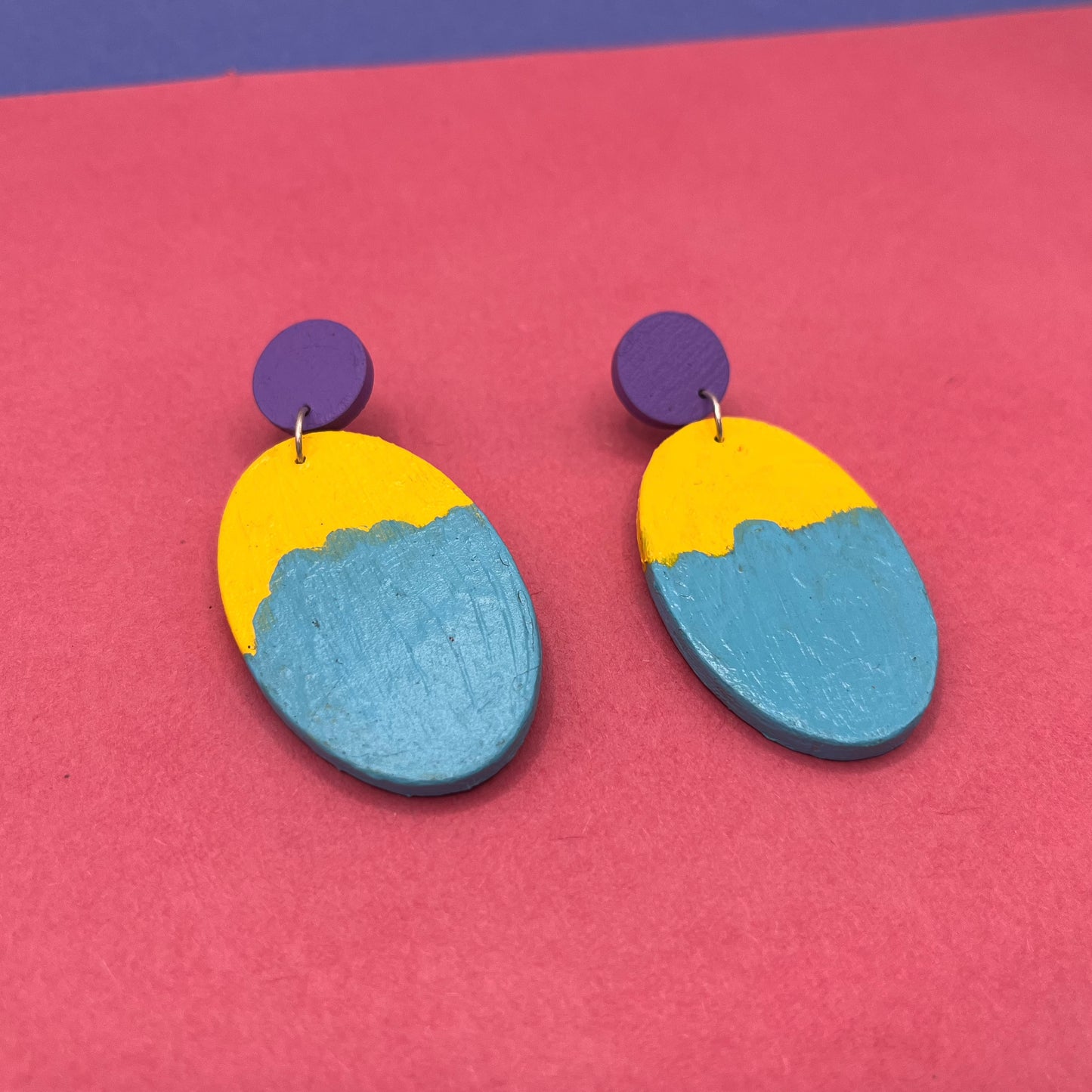 Hand Painted Wooden Statement Earrings 8