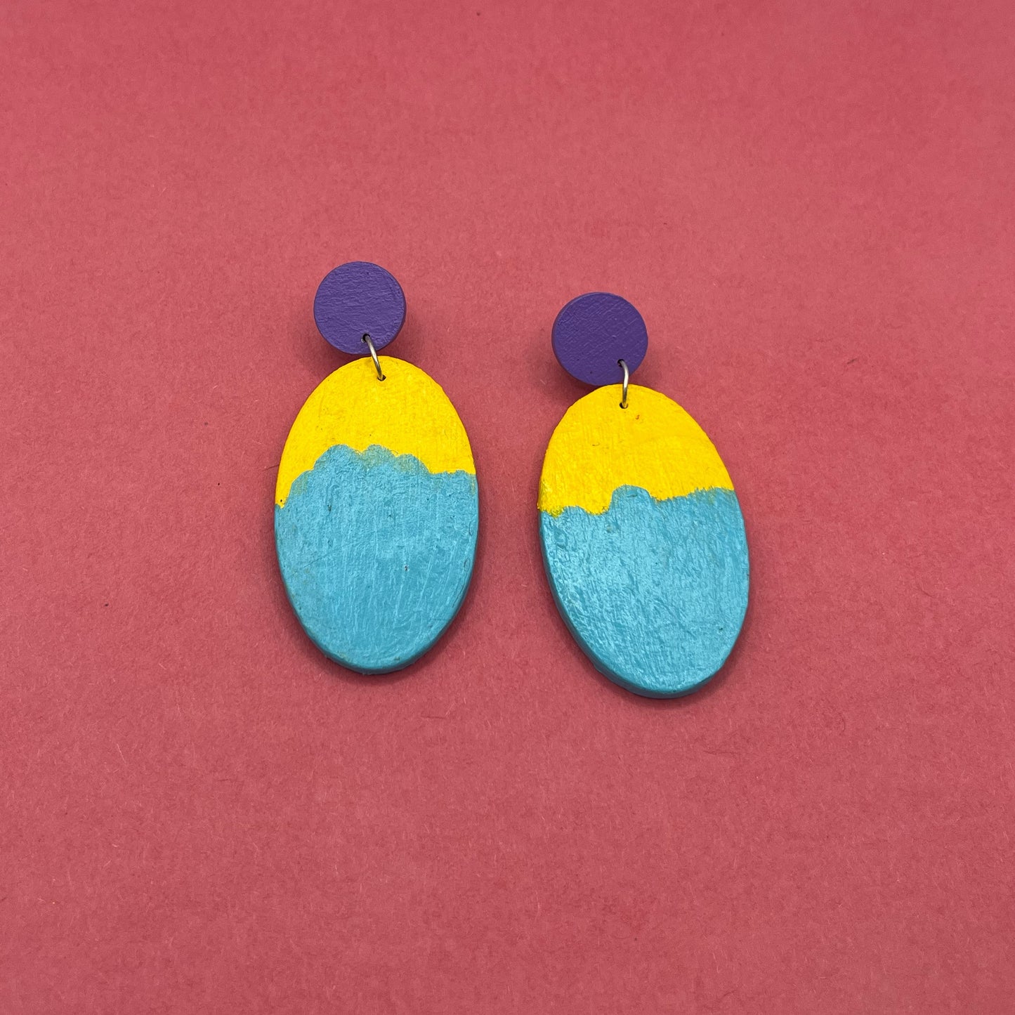 Hand Painted Wooden Statement Earrings 8