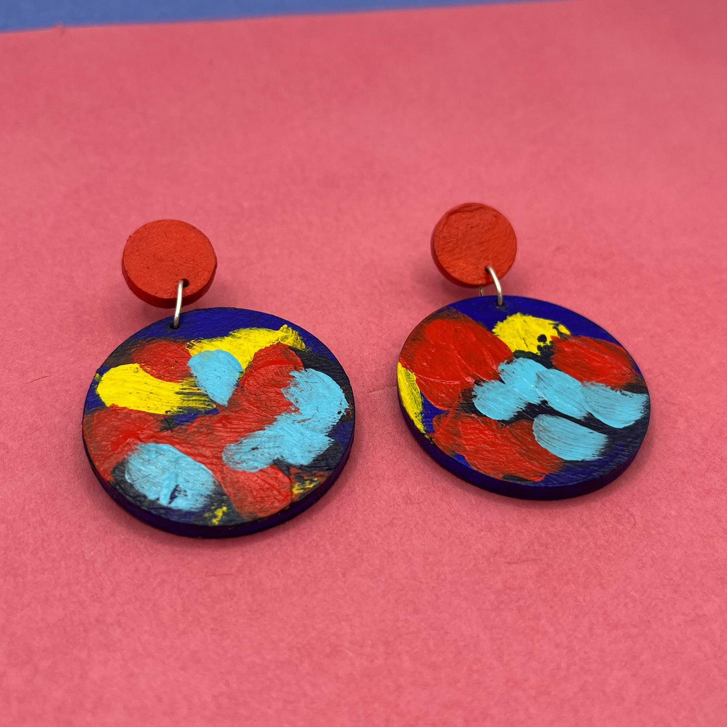 Hand Painted Wooden Statement Earrings 5