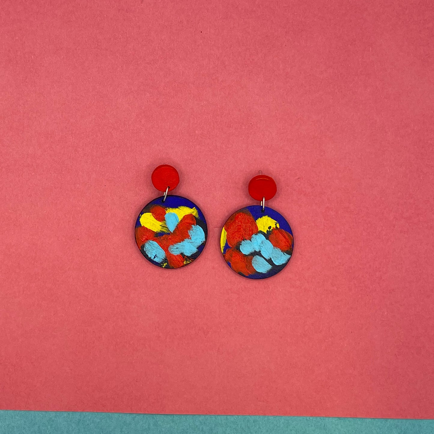 Hand Painted Wooden Statement Earrings 5