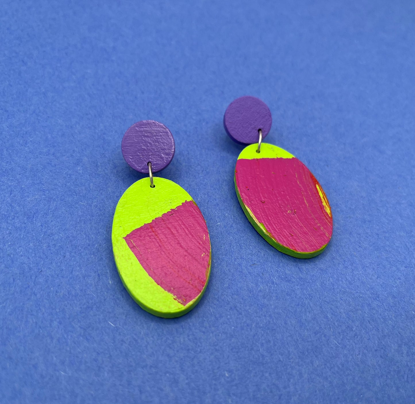 Hand Painted Wooden Statement Earrings 10