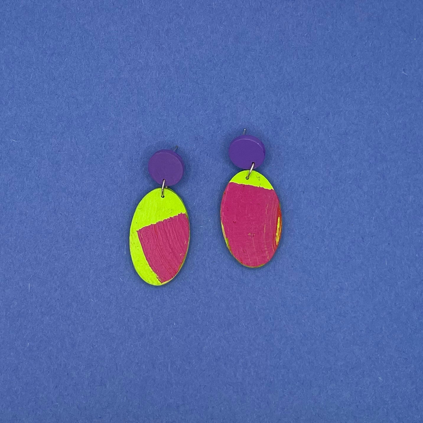 Hand Painted Wooden Statement Earrings 10