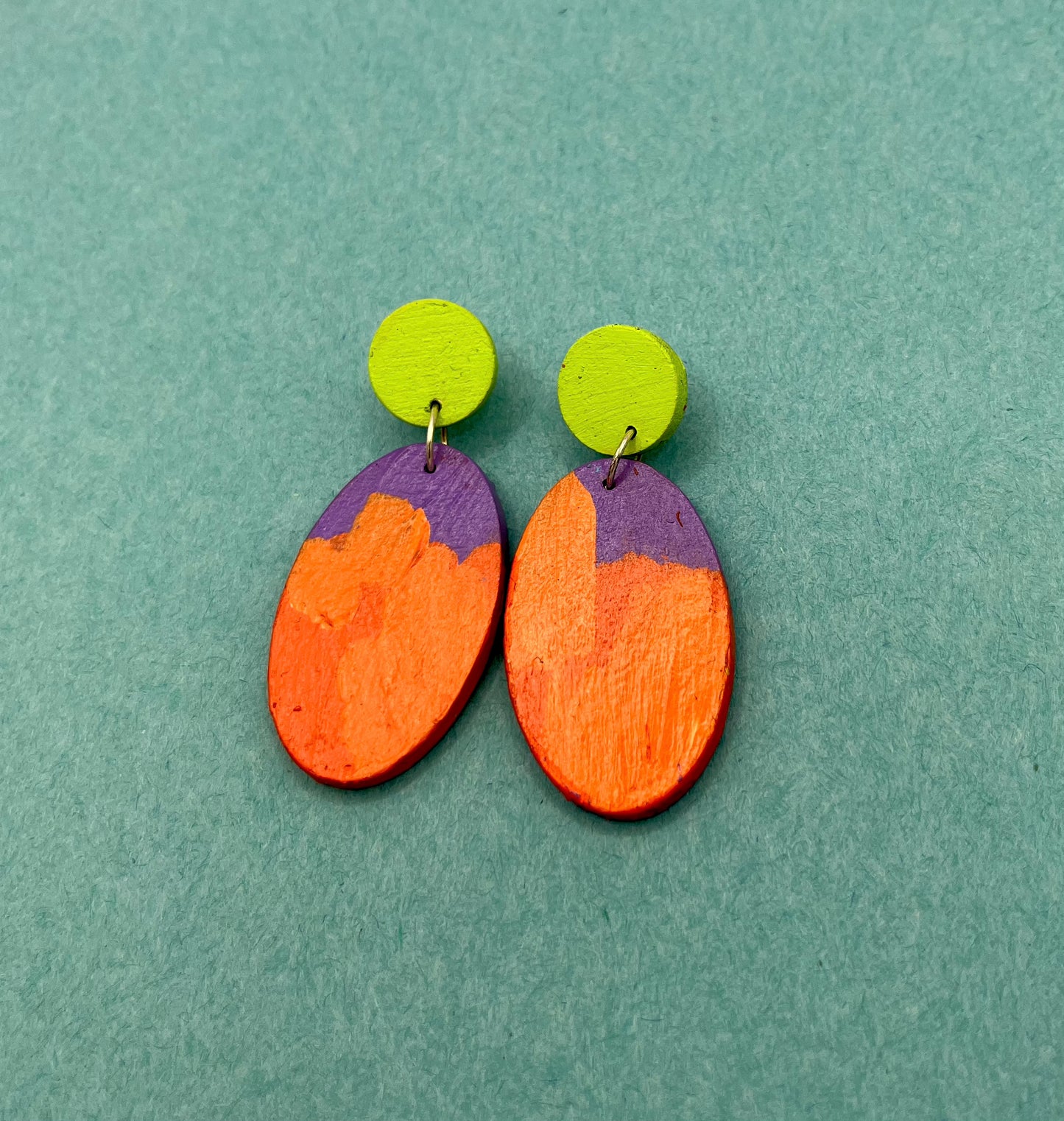 Hand Painted Wooden Statement Earrings 2