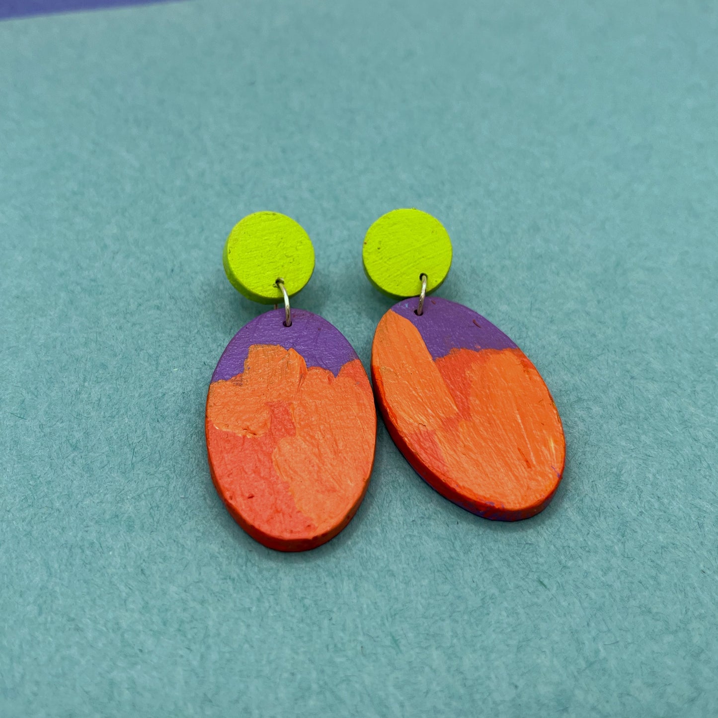 Hand Painted Wooden Statement Earrings 2