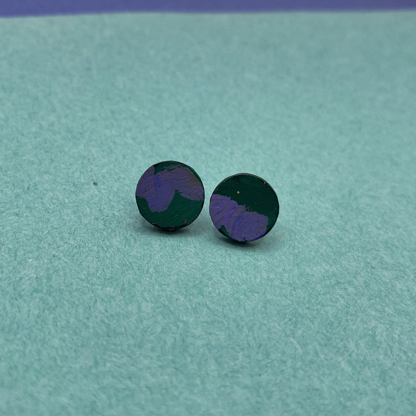 Hand Painted Wooden Stud Earrings 1