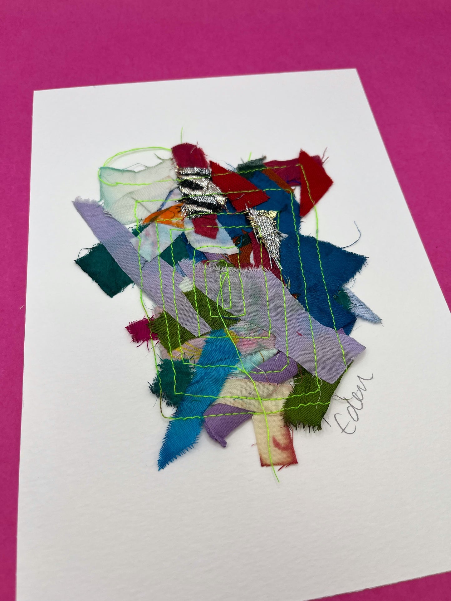 A5 Colourful Patchwork Fabric Sketch 7