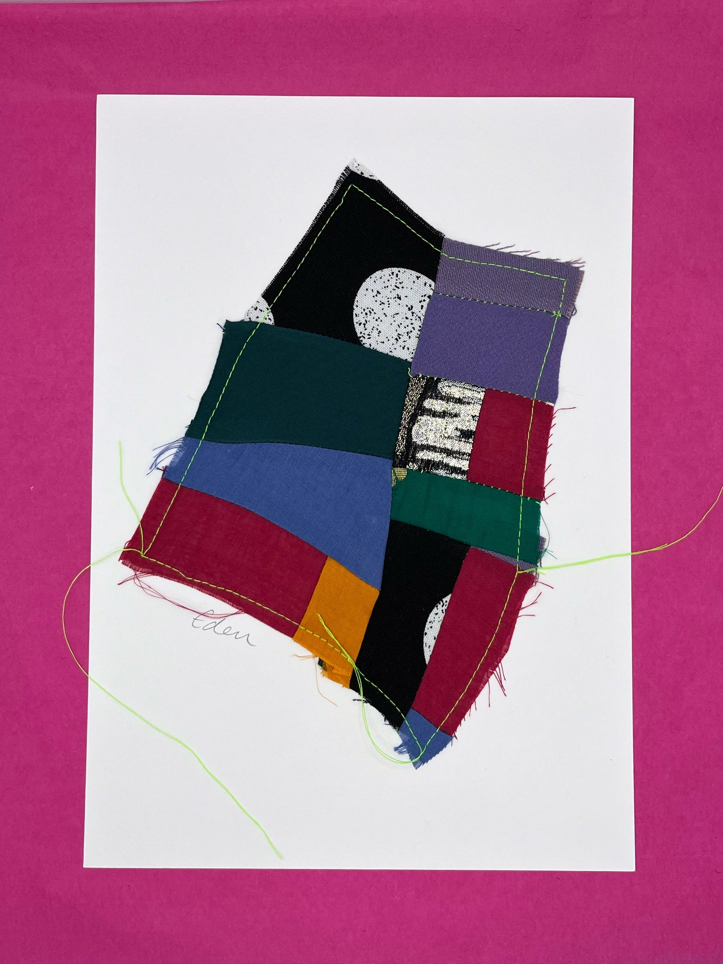 A4 Colourful Patchwork Fabric Sketch 4
