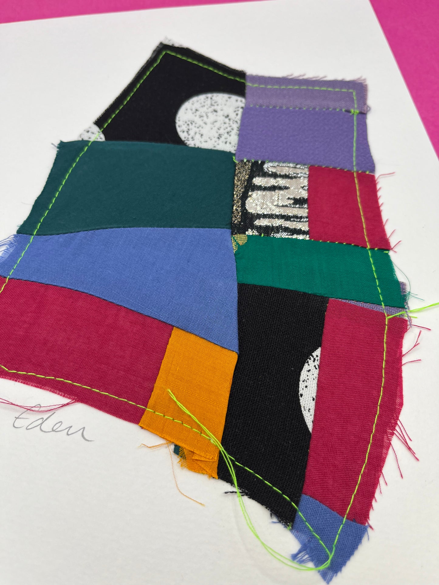 A4 Colourful Patchwork Fabric Sketch 4