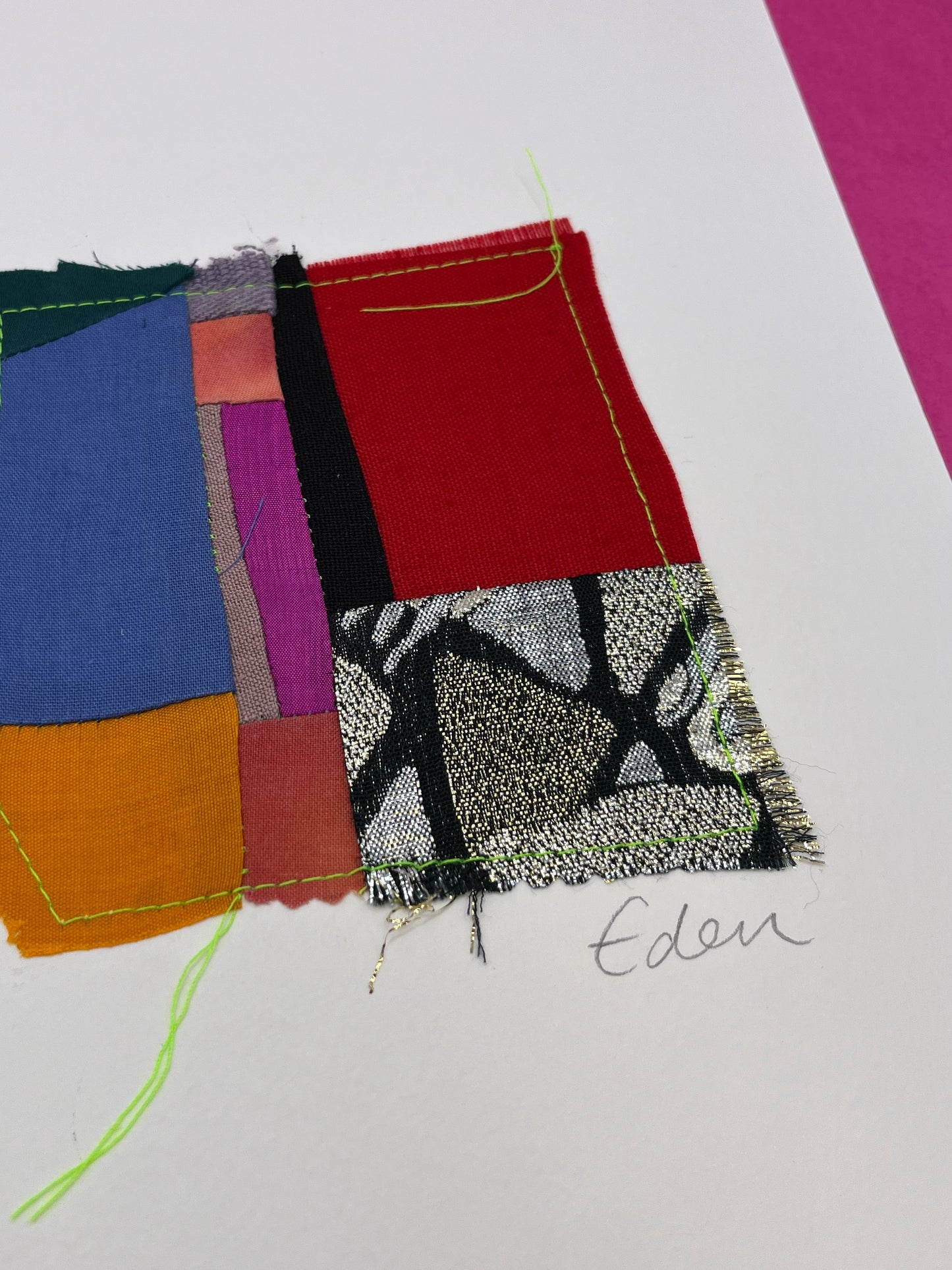 A4 Colourful Patchwork Fabric Sketch 10