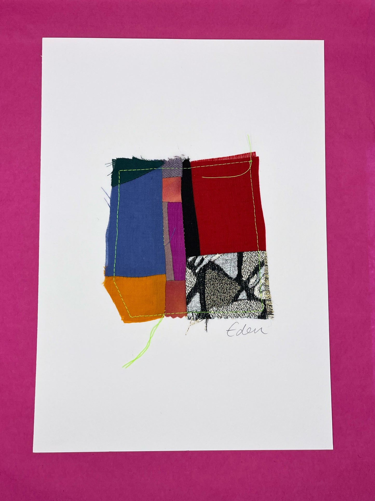 A4 Colourful Patchwork Fabric Sketch 10