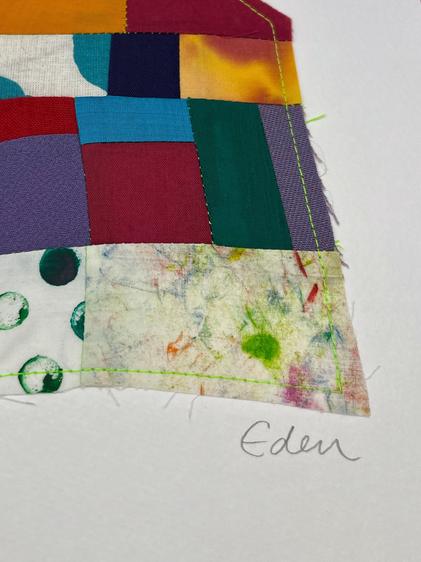 A4 Colourful Patchwork Fabric Sketch 3