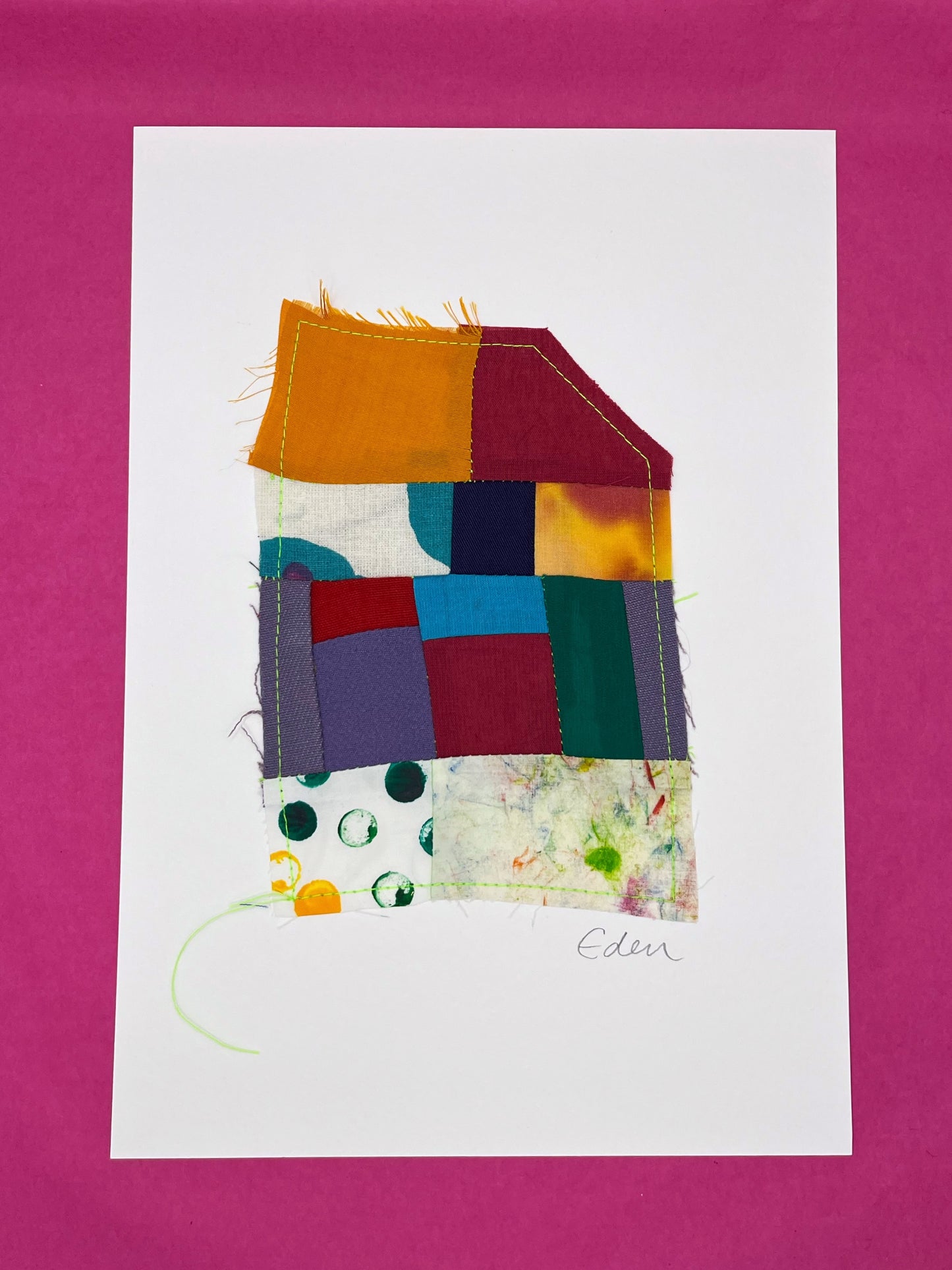 A4 Colourful Patchwork Fabric Sketch 3