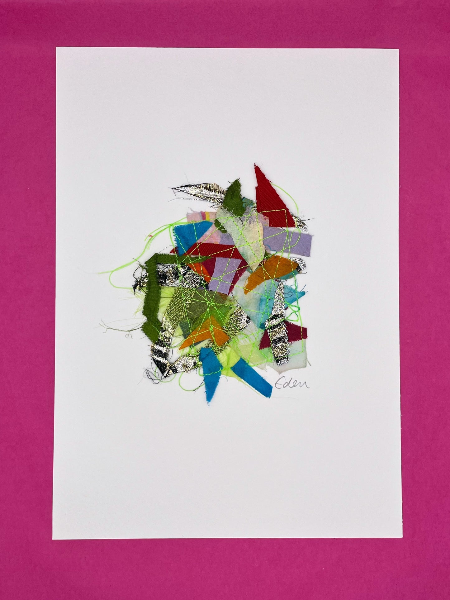 A4 Colourful Patchwork Fabric Sketch 12