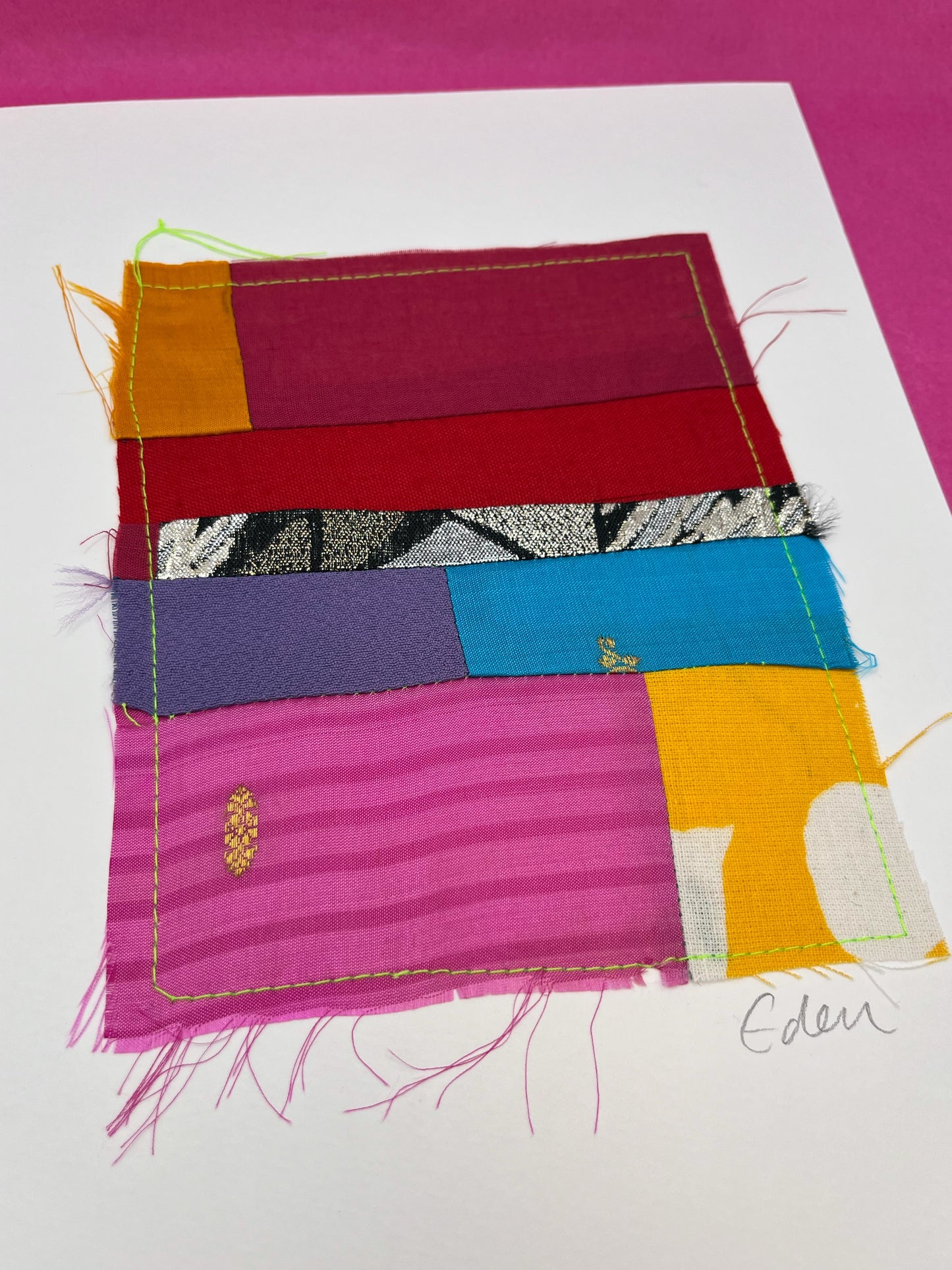 A4 Colourful Patchwork Fabric Sketch 1