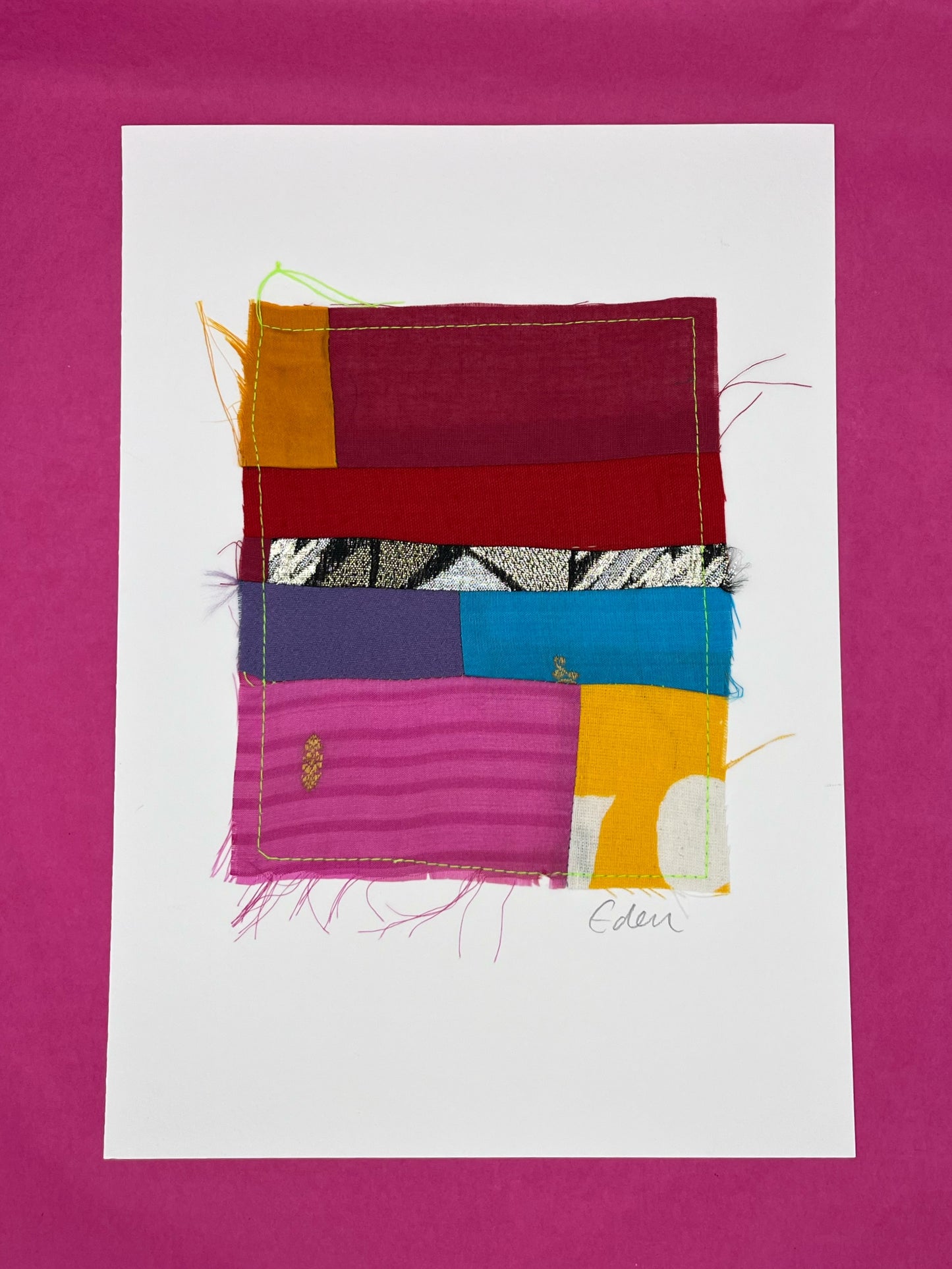 A4 Colourful Patchwork Fabric Sketch 1