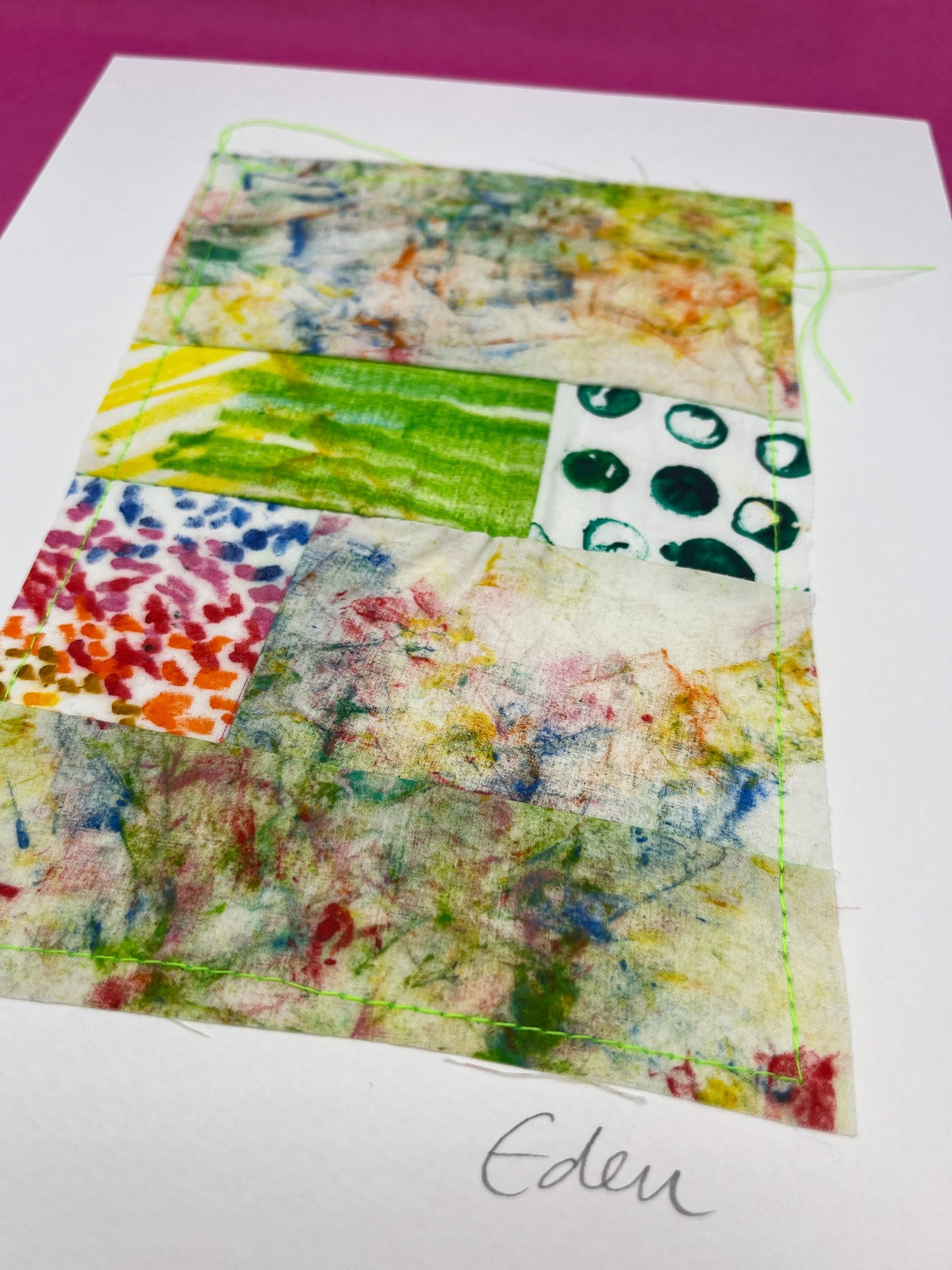 A4 Colourful Patchwork Fabric Sketch 6