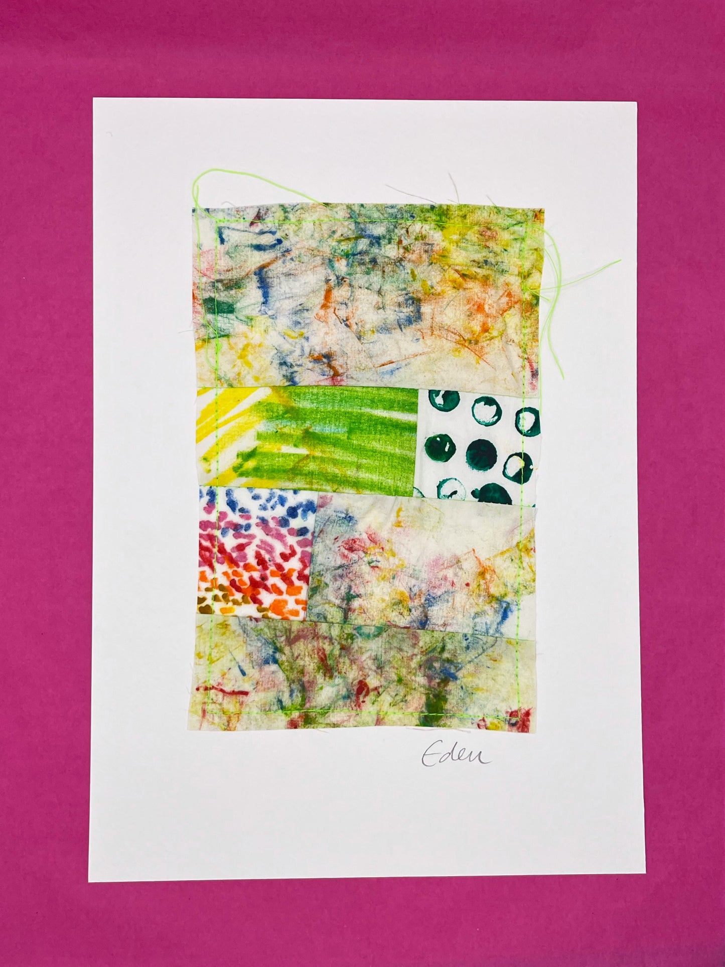 A4 Colourful Patchwork Fabric Sketch 6
