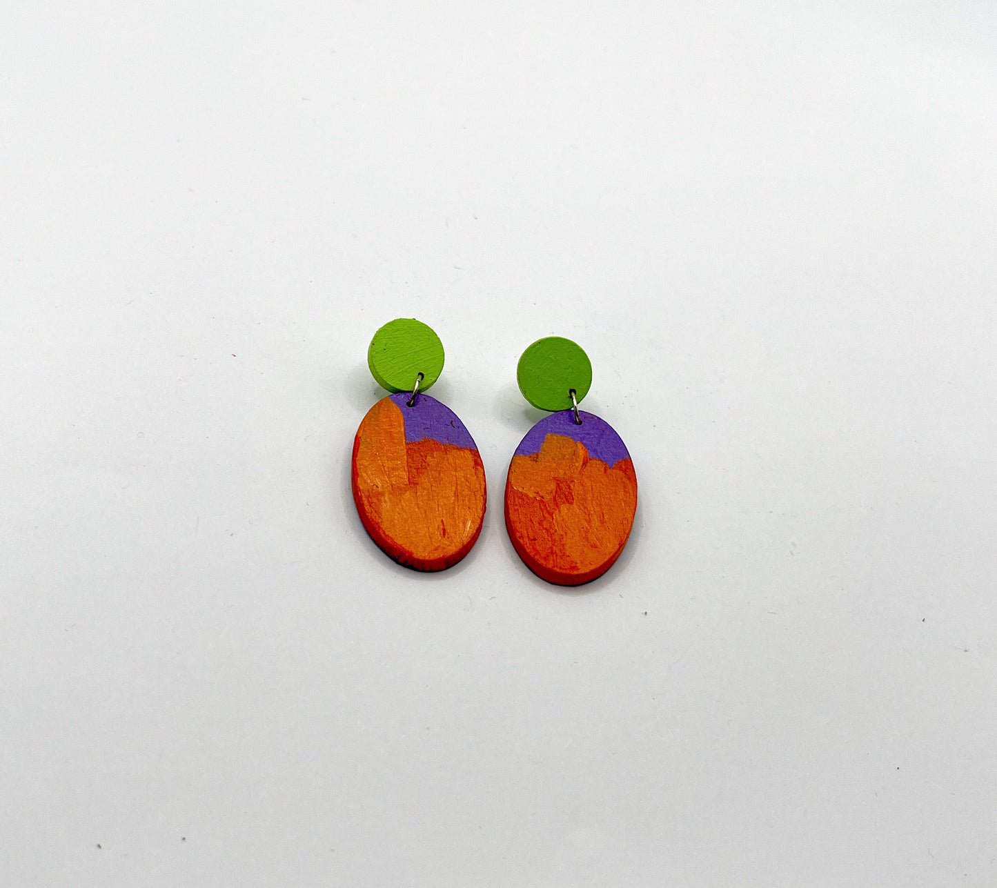 Hand Painted Wooden Statement Earrings 2