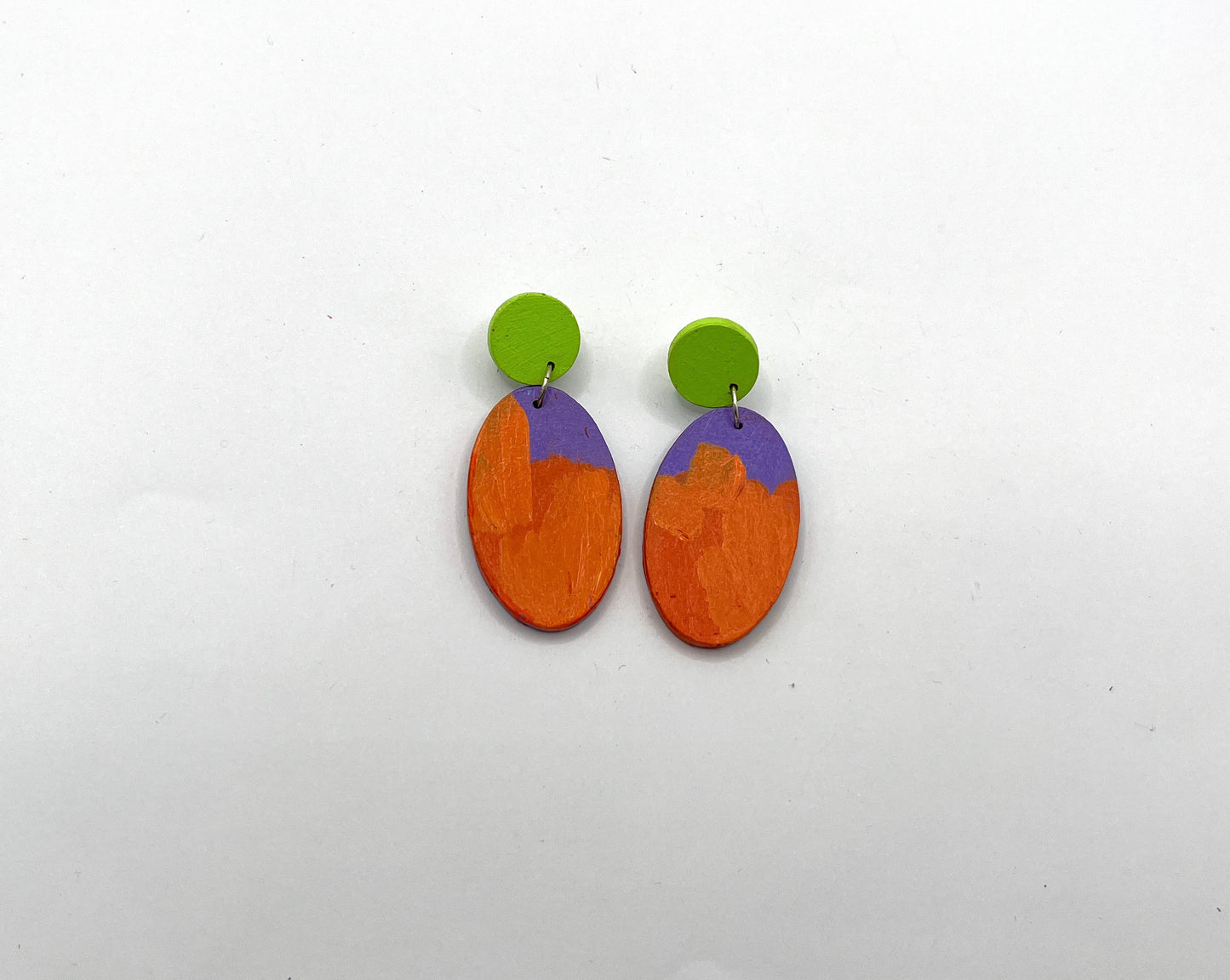 Hand Painted Wooden Statement Earrings 2