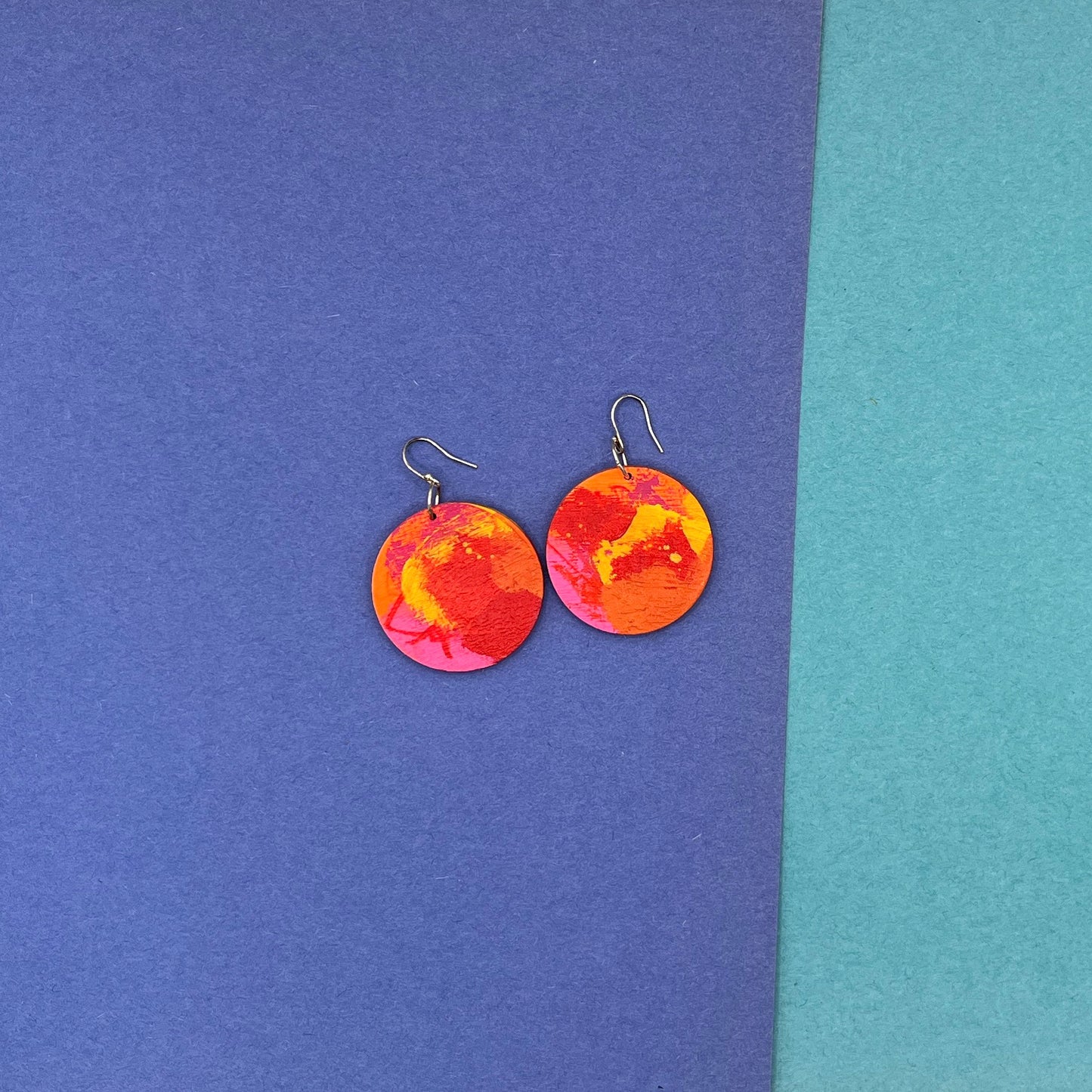 Hand Painted Wooden Statement Earrings 28