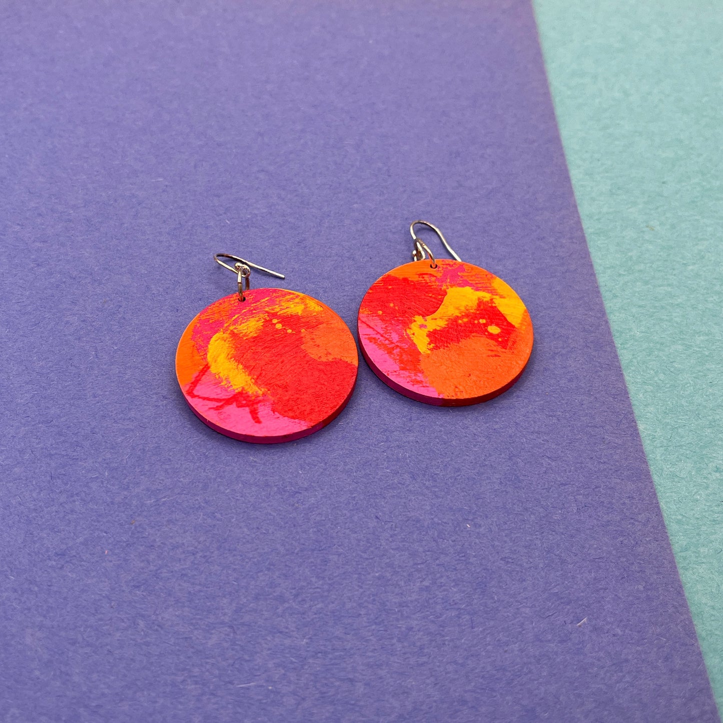 Hand Painted Wooden Statement Earrings 28