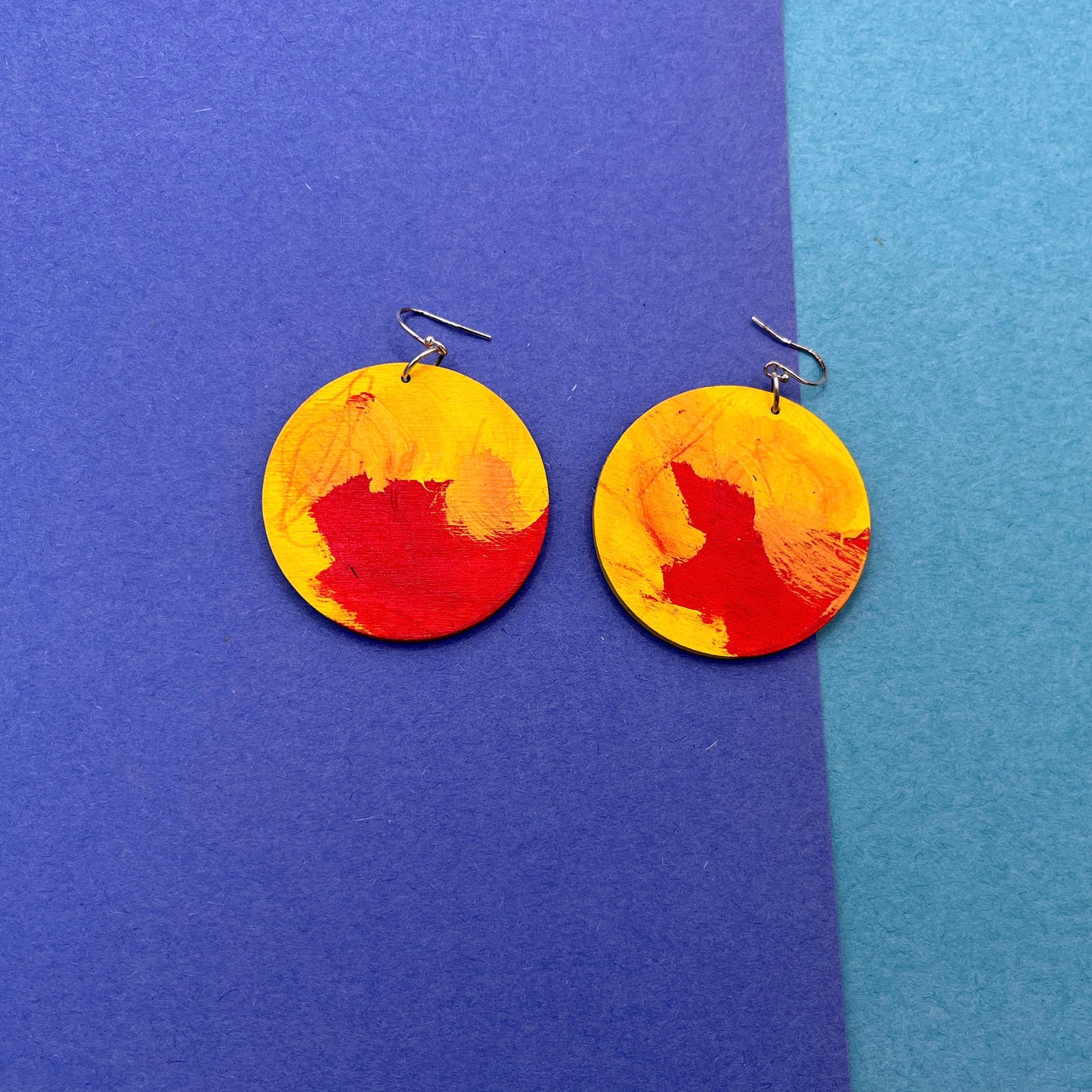 Hand Painted Wooden Statement Earrings 32