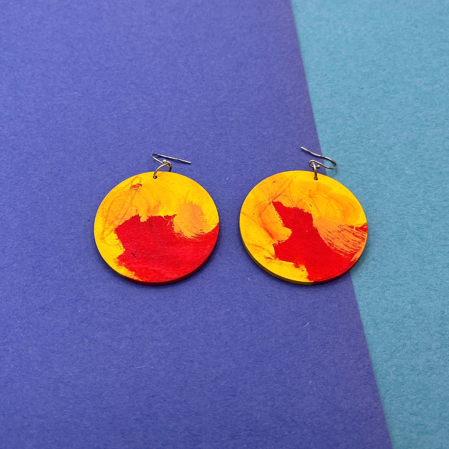 Hand Painted Wooden Statement Earrings 32