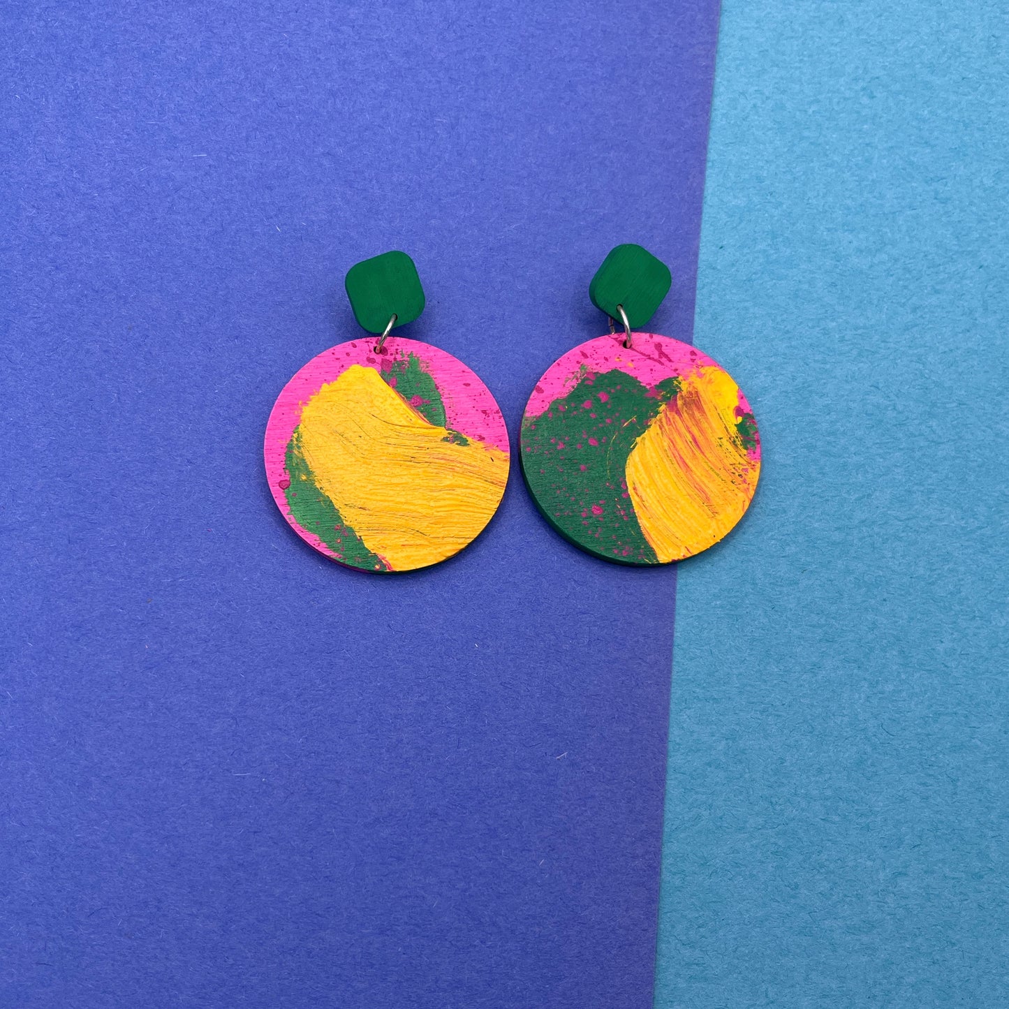 Hand Painted Wooden Statement Earrings 33
