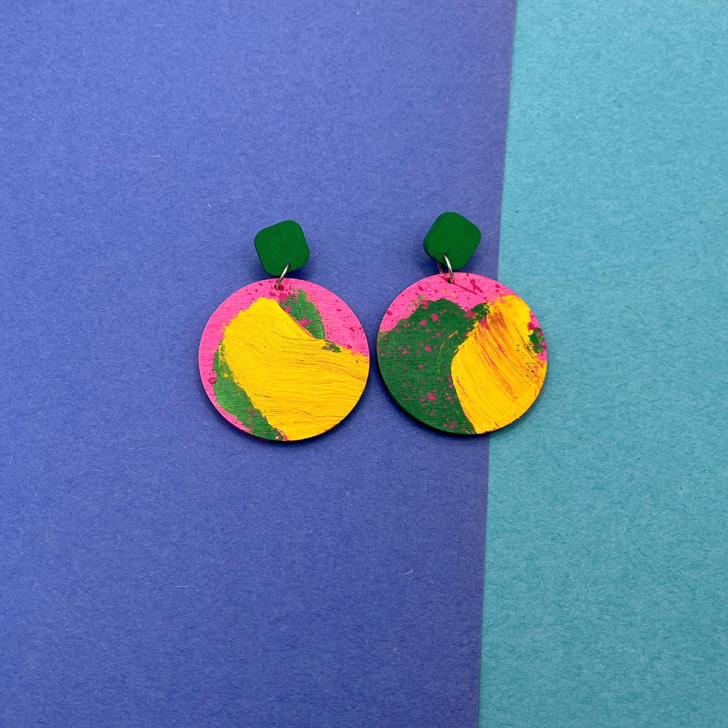 Hand Painted Wooden Statement Earrings 33