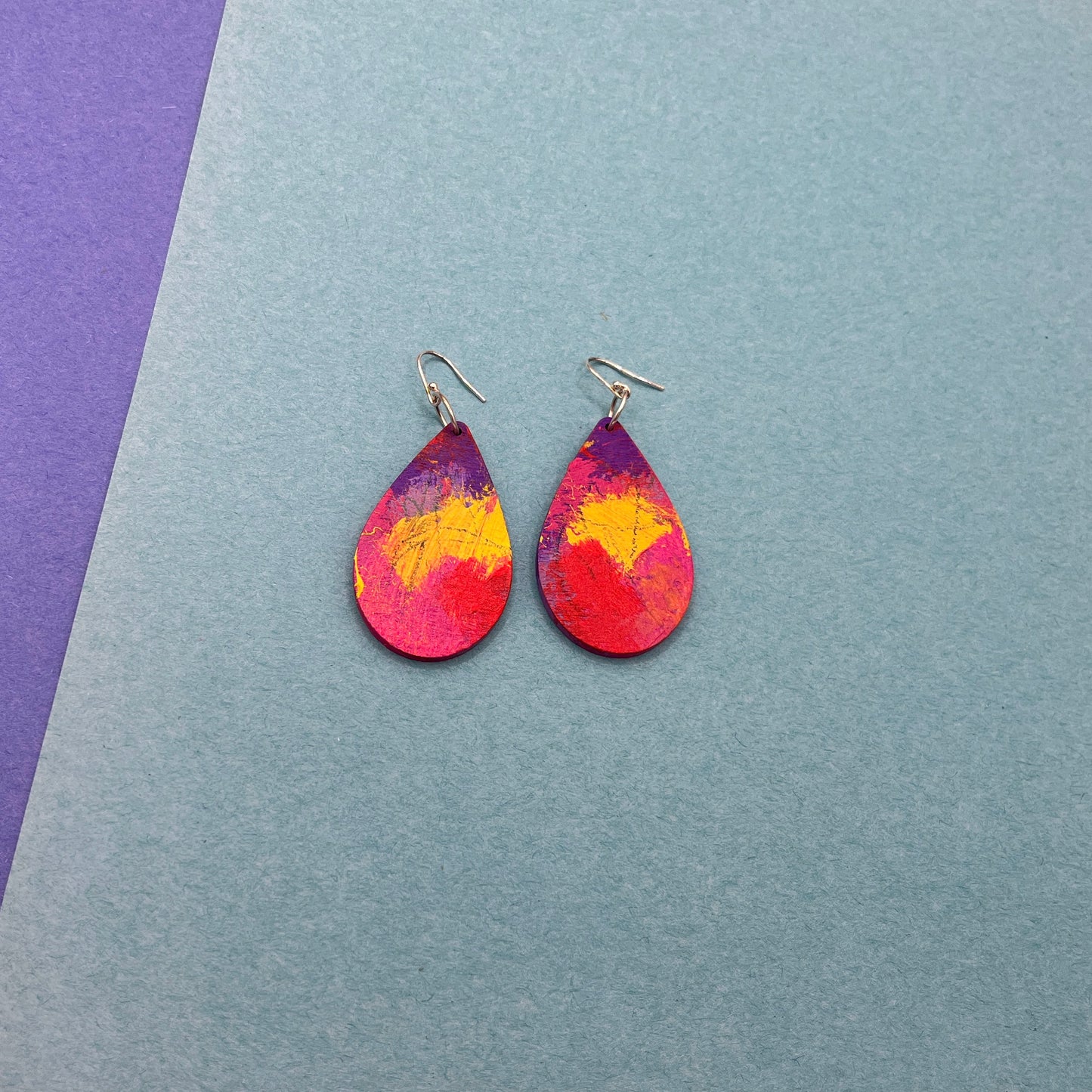 Hand Painted Wooden Statement Earrings 24