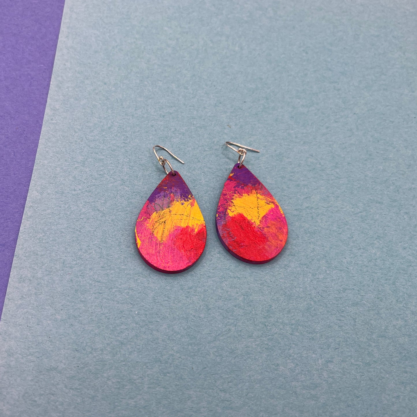 Hand Painted Wooden Statement Earrings 24