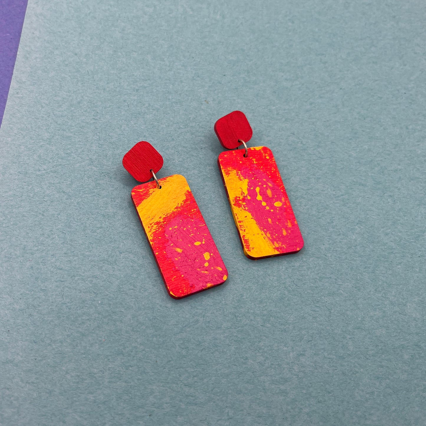 Hand Painted Wooden Statement Earrings 19