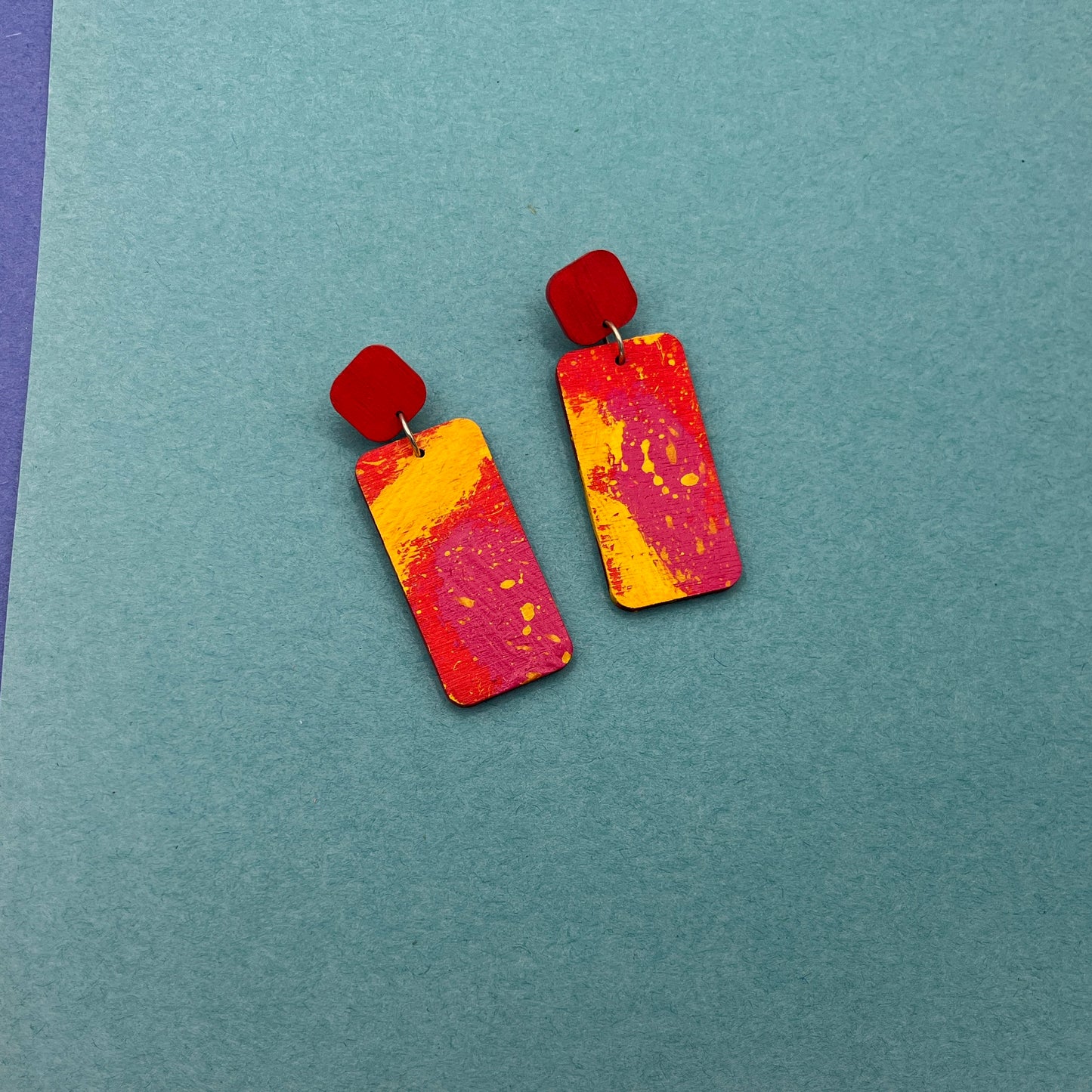 Hand Painted Wooden Statement Earrings 19