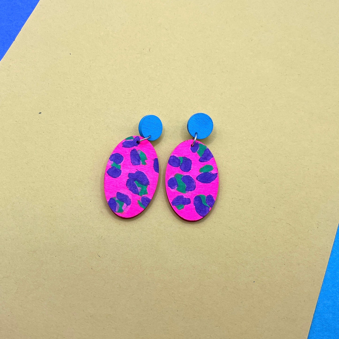 Hand Painted Wooden Statement Earrings 15