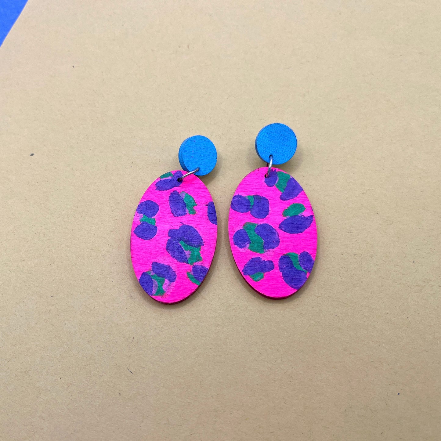 Hand Painted Wooden Statement Earrings 15