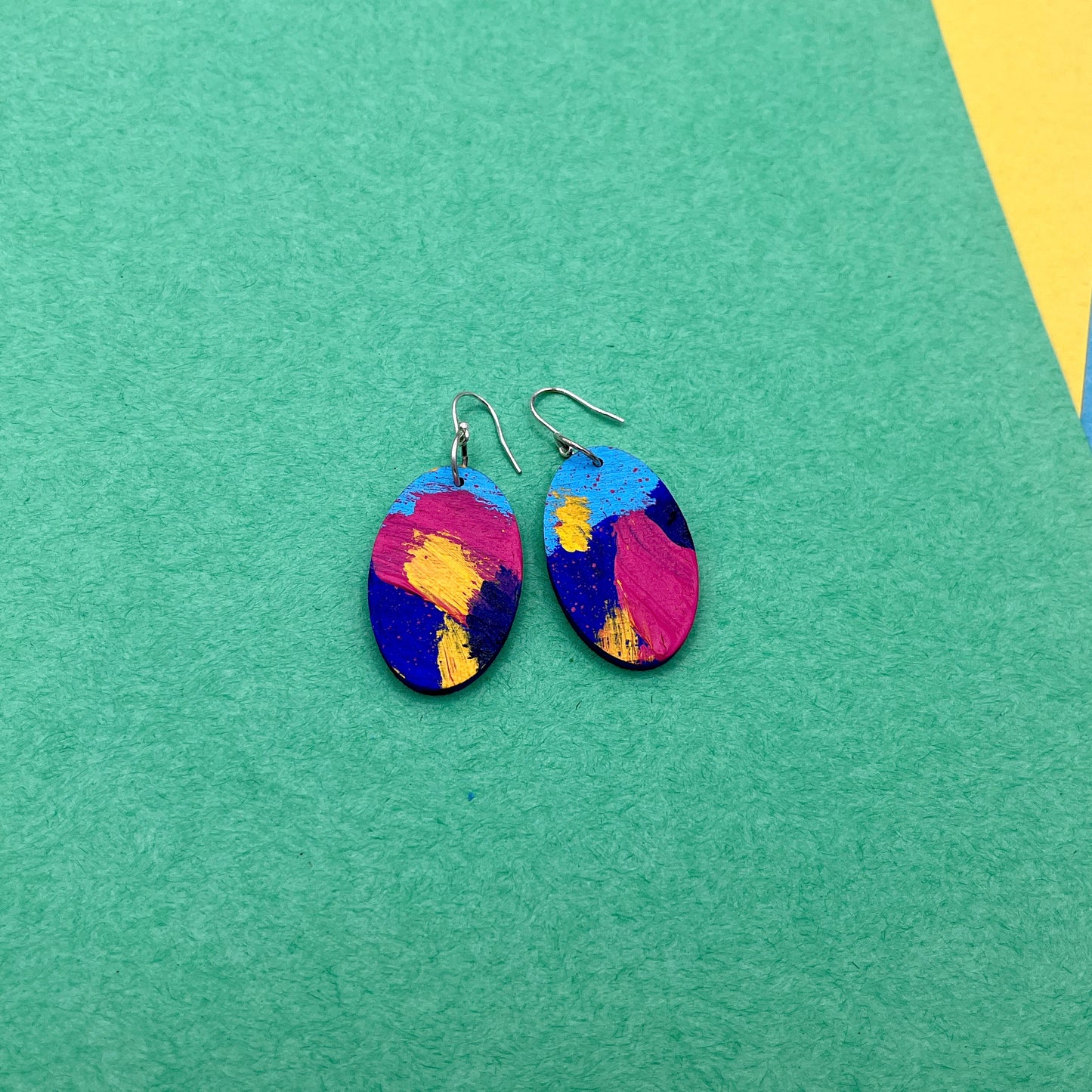 Hand Painted Wooden Statement Earrings 25