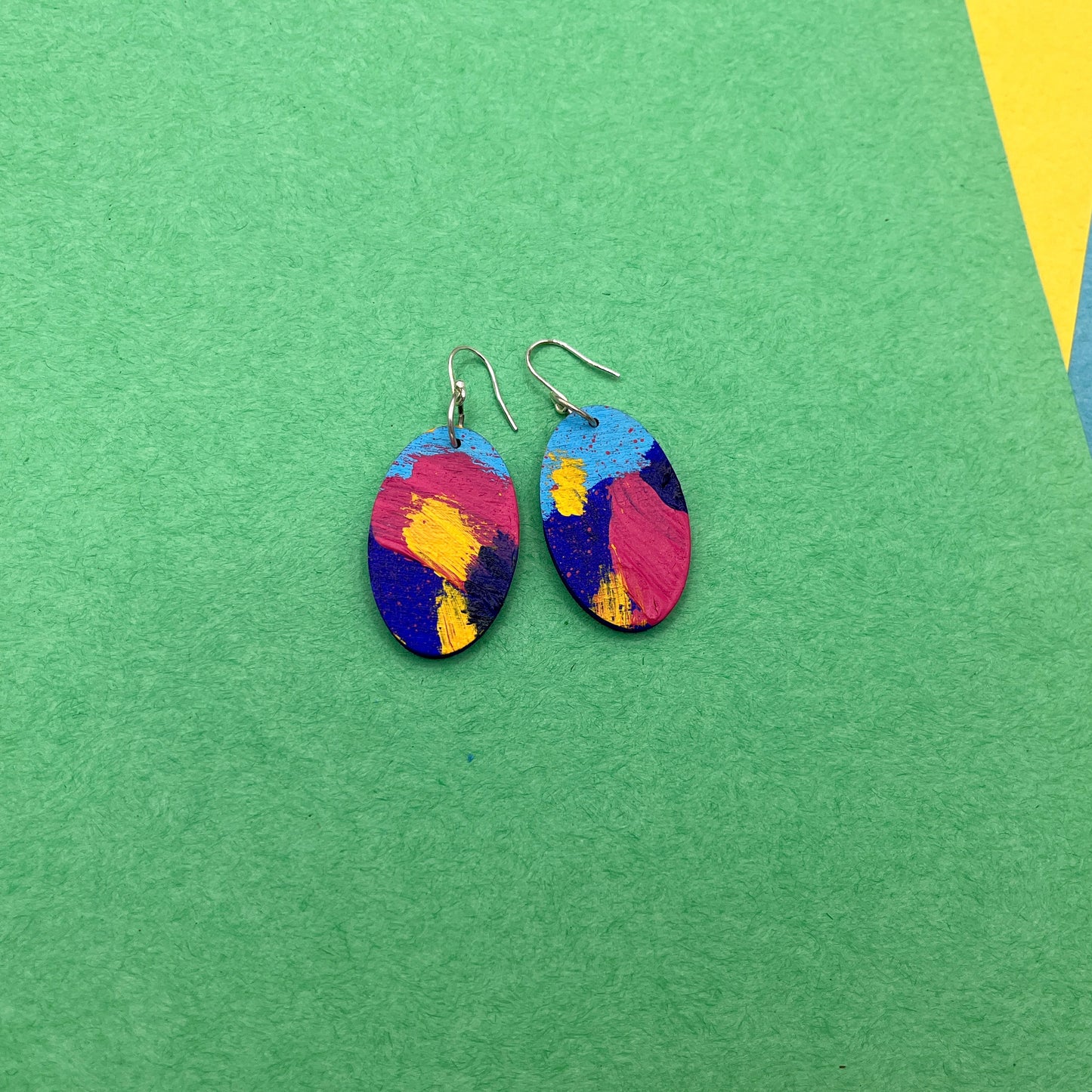 Hand Painted Wooden Statement Earrings 25