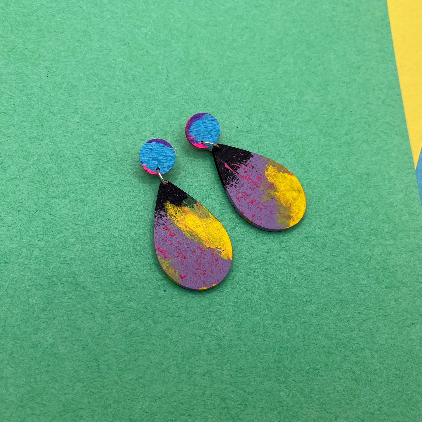 Hand Painted Wooden Statement Earrings 22