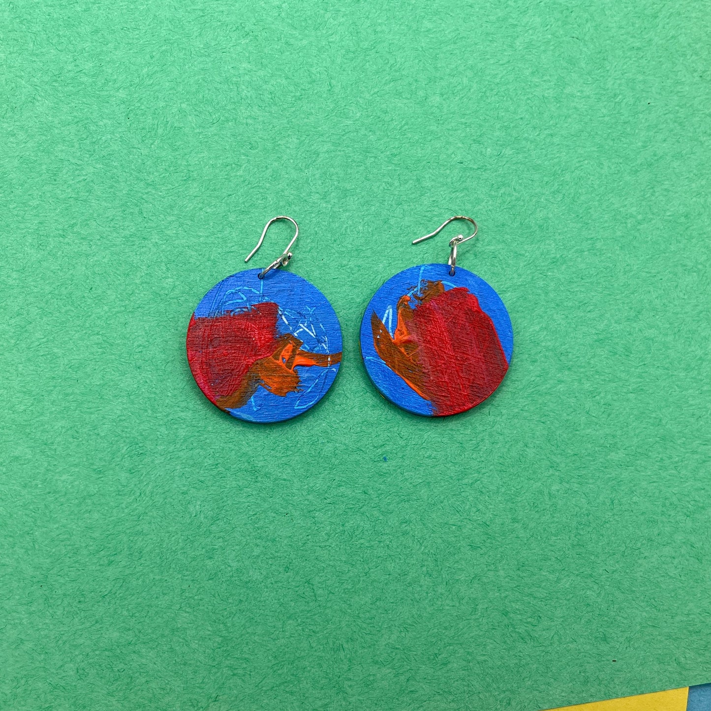 Hand Painted Wooden Statement Earrings 29