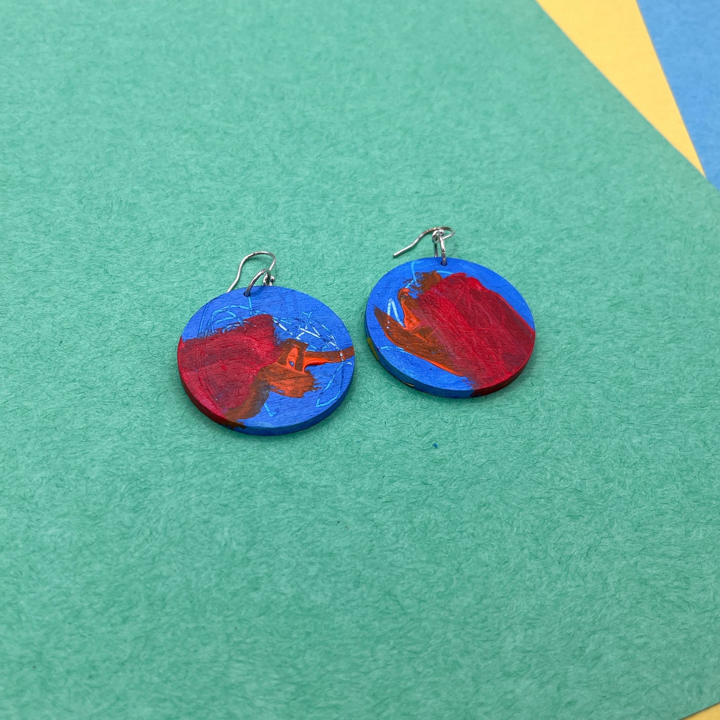 Hand Painted Wooden Statement Earrings 29