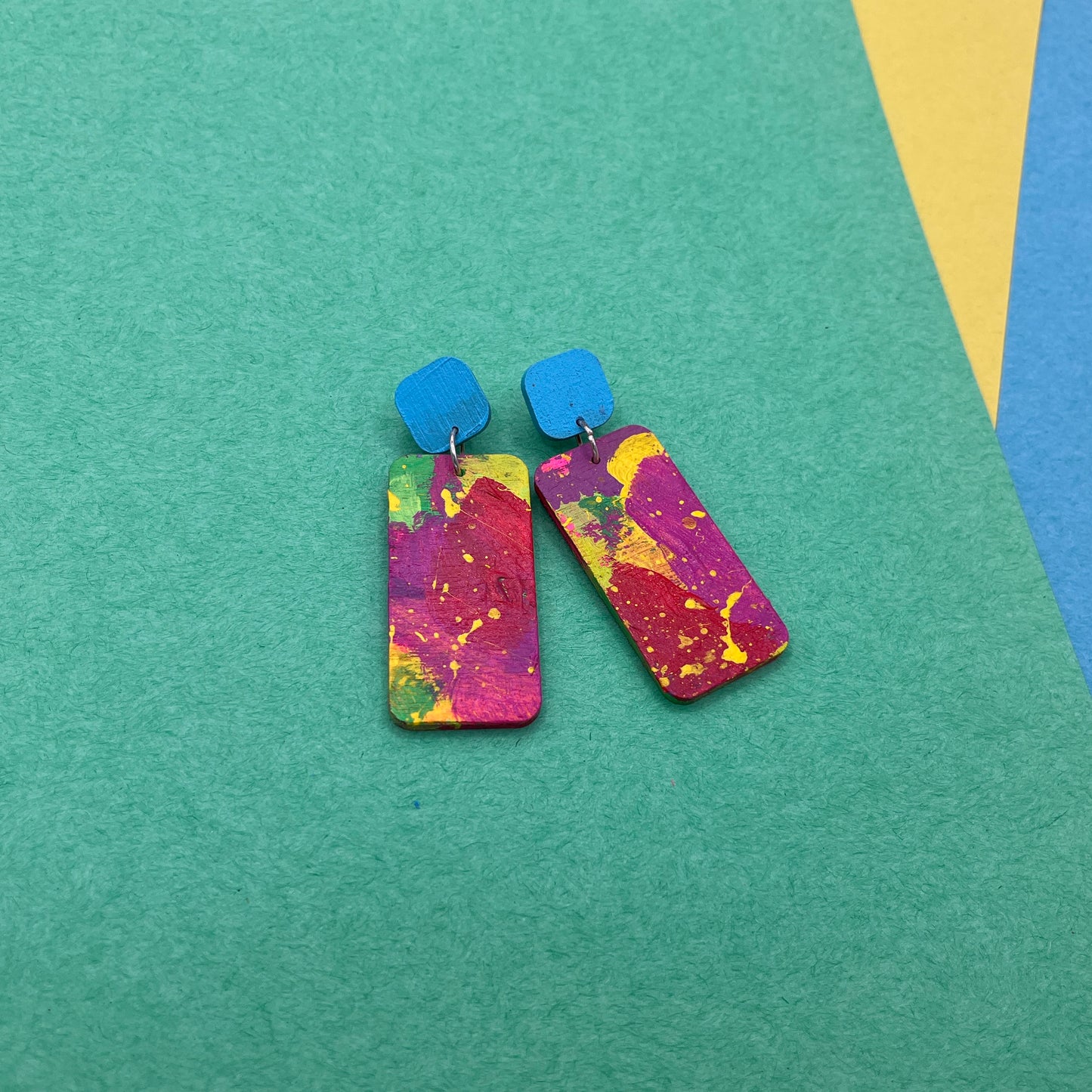 Hand Painted Wooden Statement Earrings 20