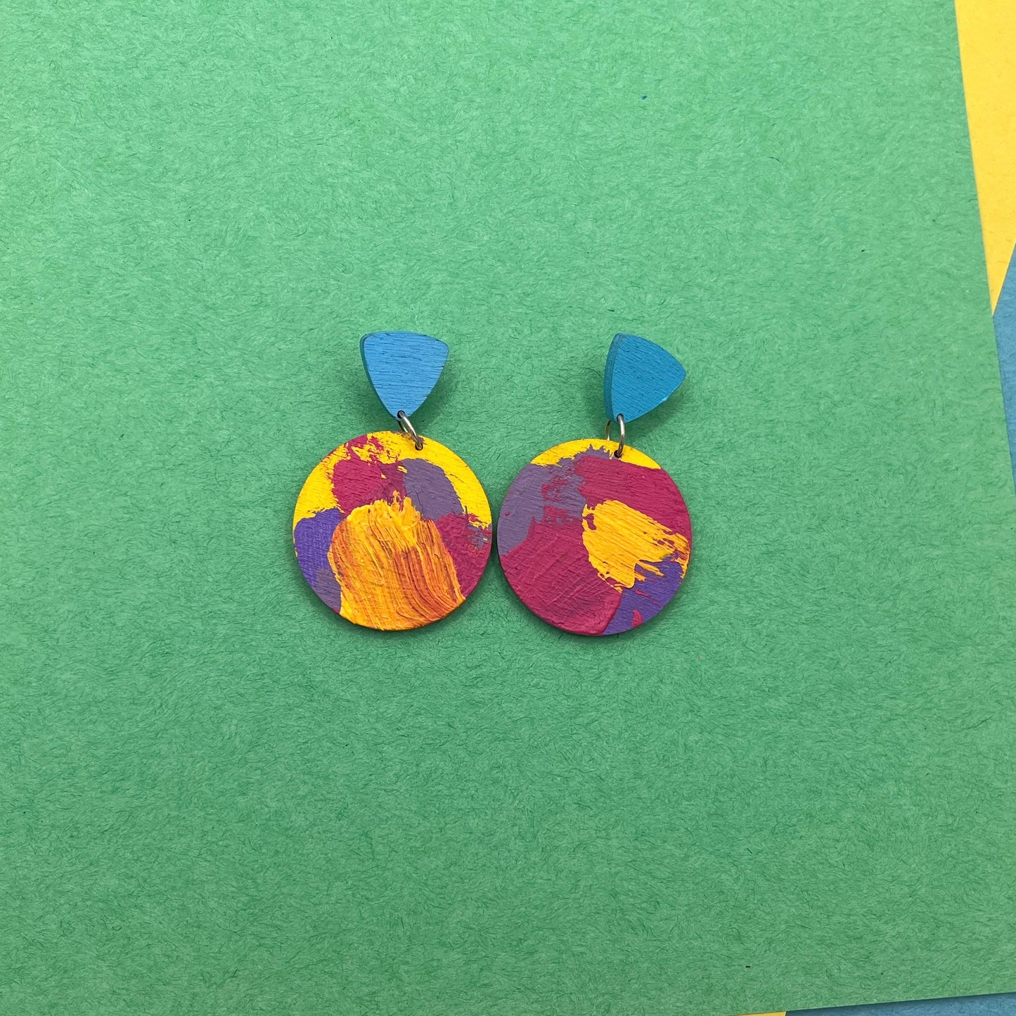Hand Painted Wooden Statement Earrings 30