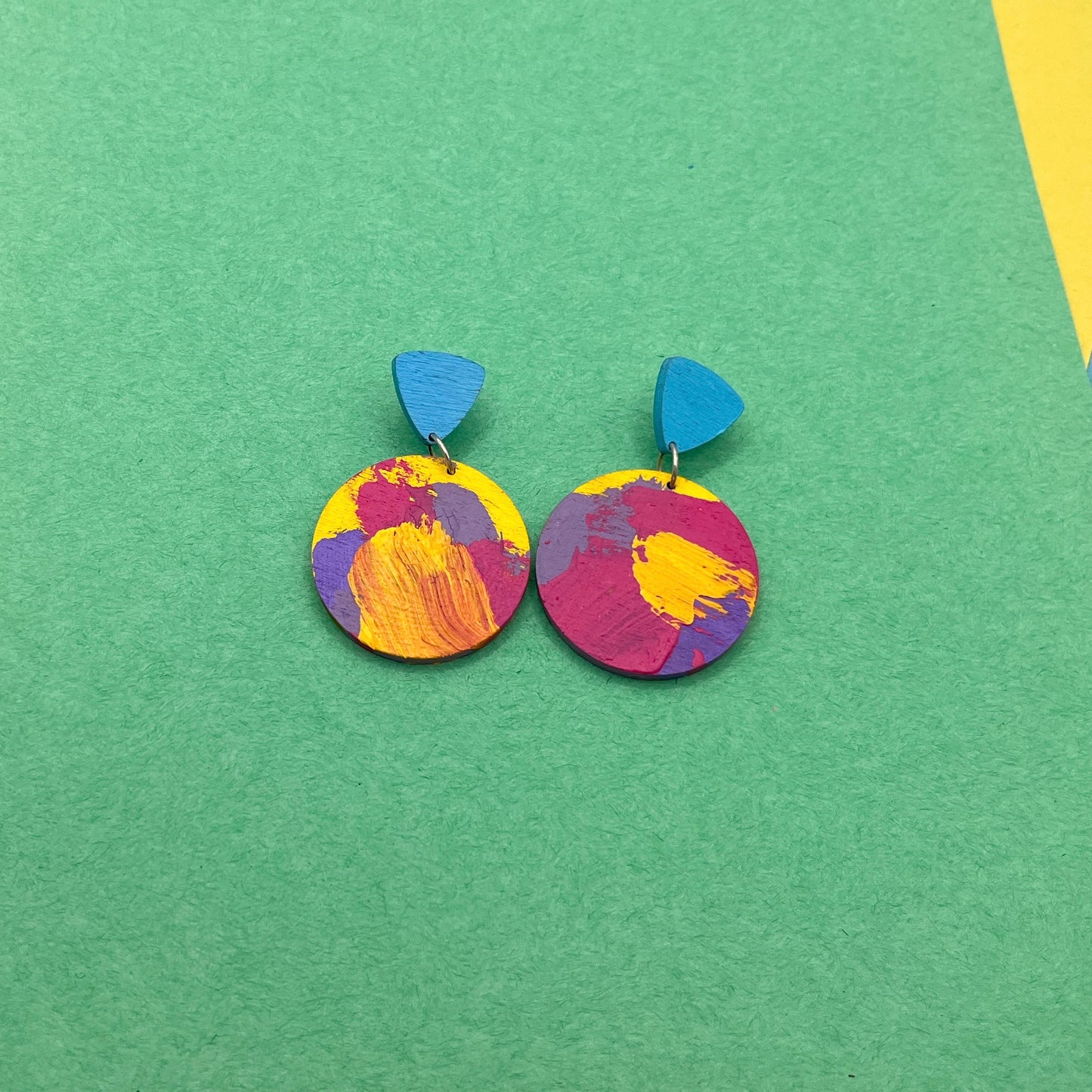 Hand Painted Wooden Statement Earrings 30
